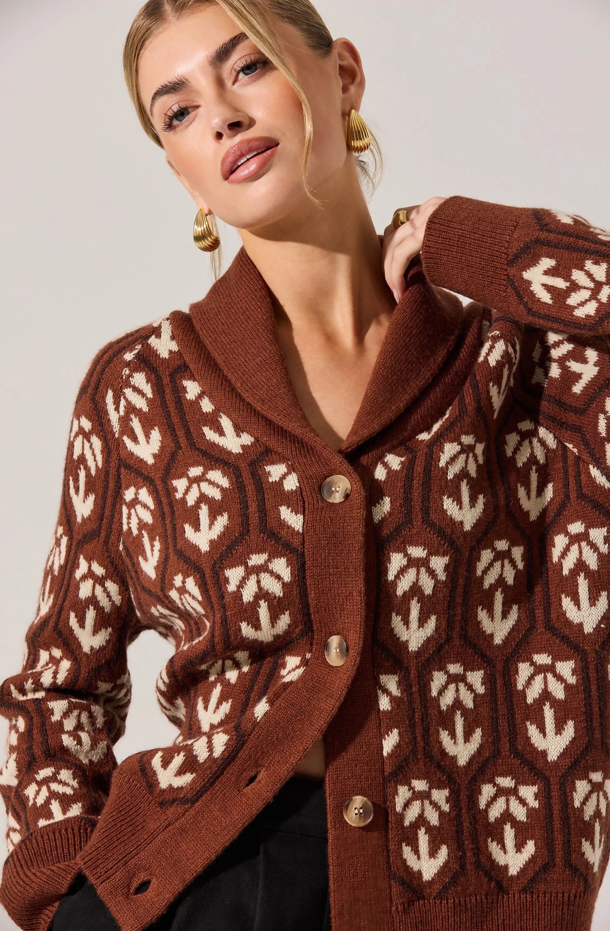 Marcenia Shawl Collar Cardigan sold by Astr