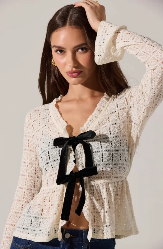 Miliana Contrast Bow Top sold by Astr