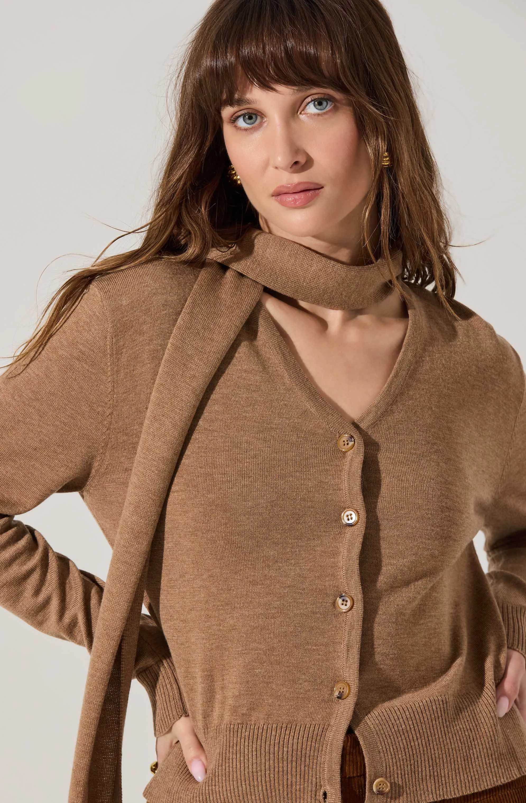 Glynne V-Neck Scarf Cardigan Sweater sold by Astr product image thumbnail 5
