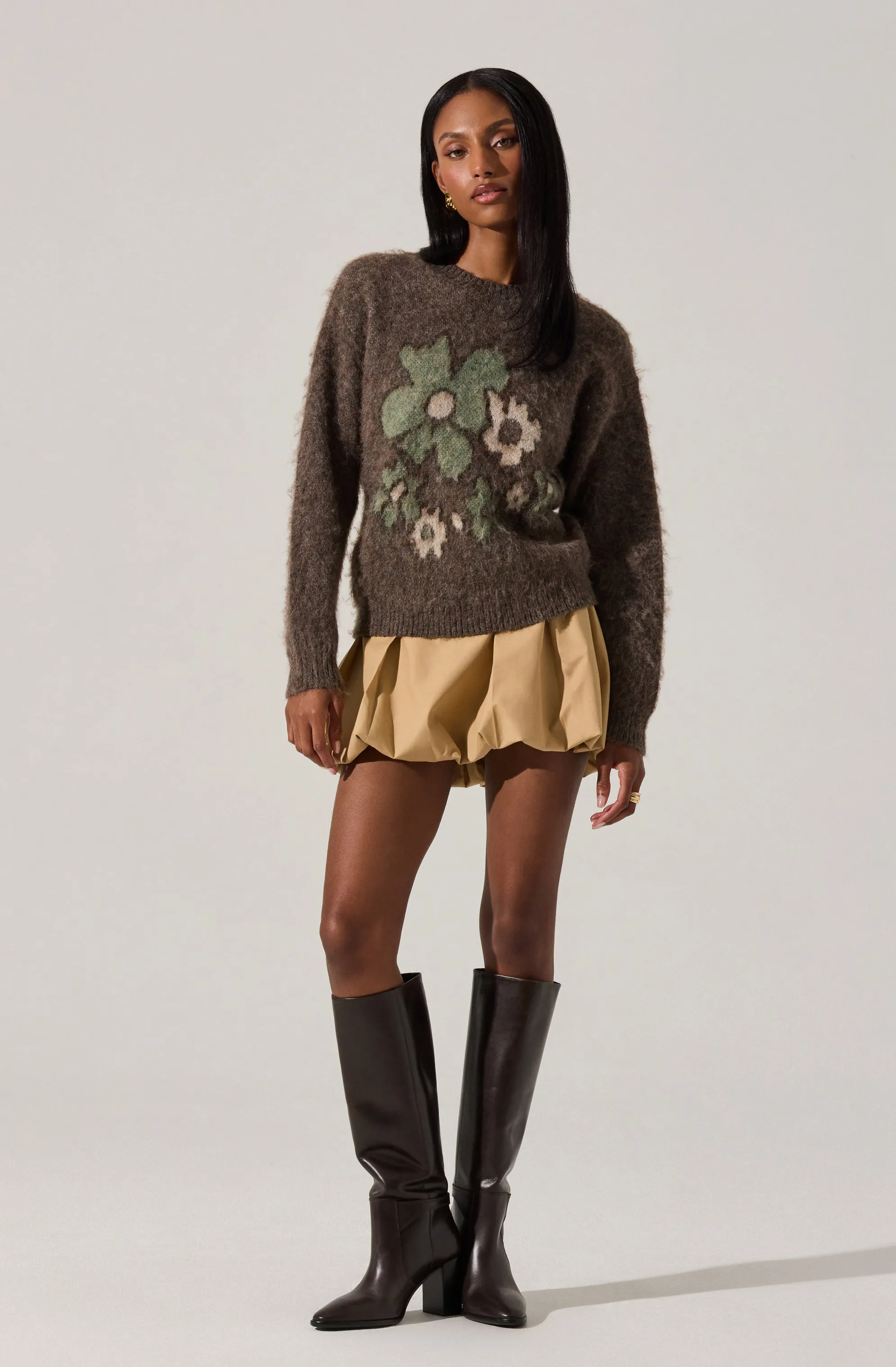Conetta Brushed Knit Floral Sweater sold by Astr product image thumbnail 3