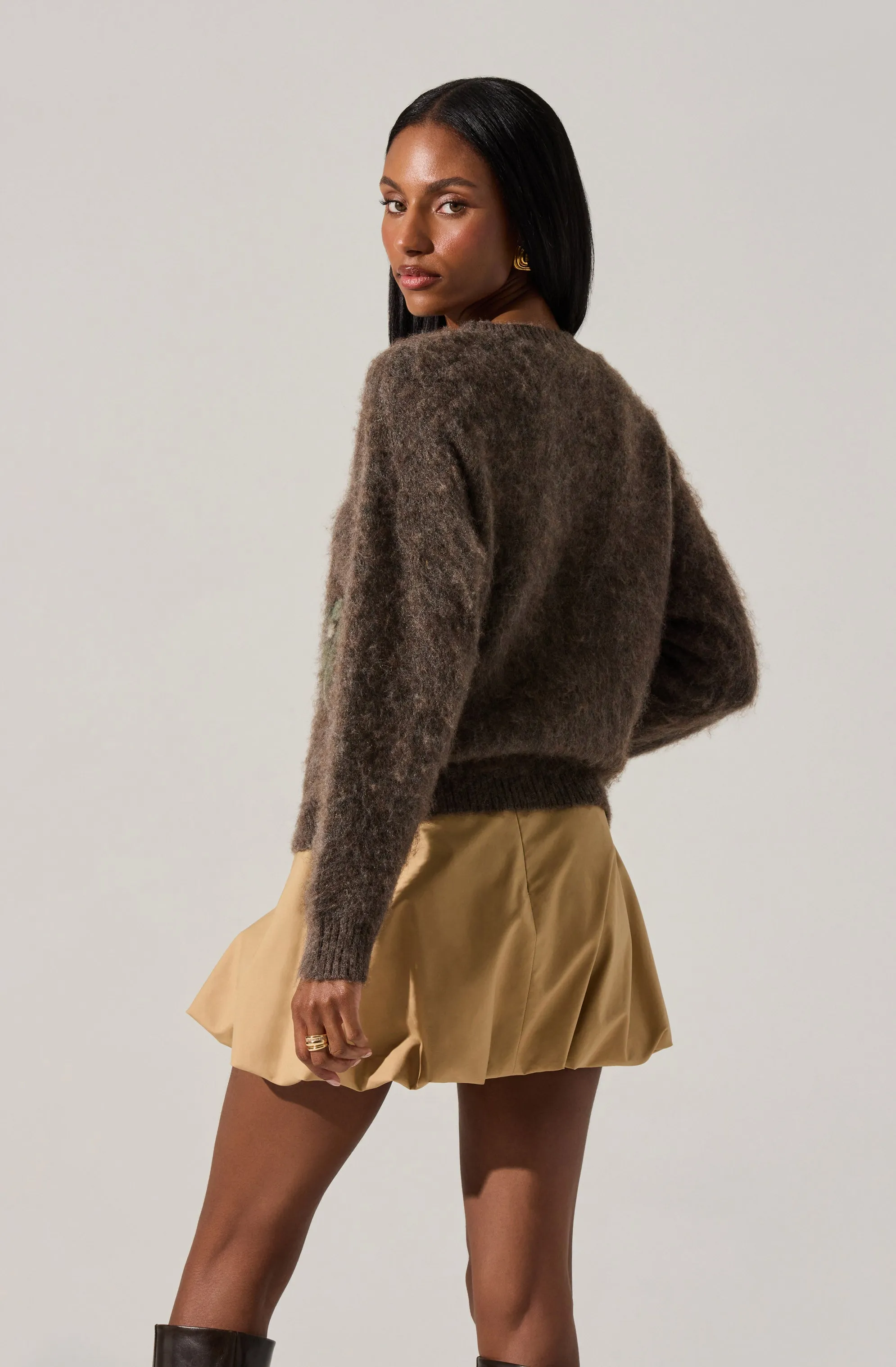 Conetta Brushed Knit Floral Sweater sold by Astr product image thumbnail 2
