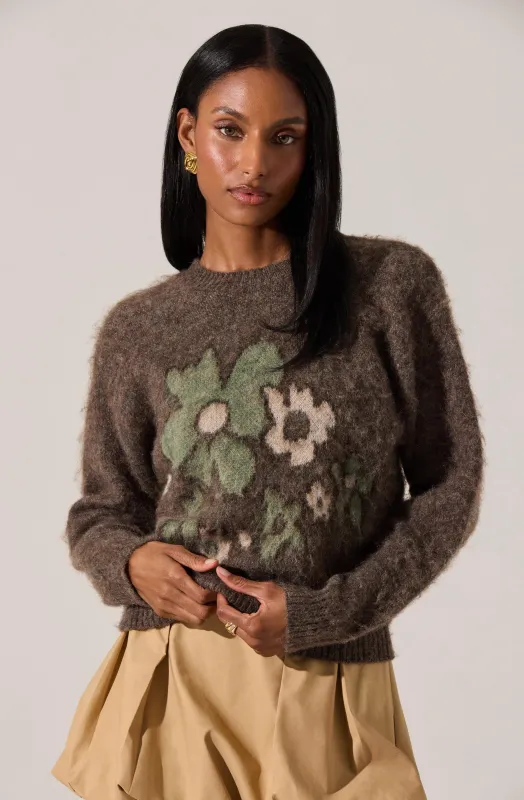 Conetta Brushed Knit Floral Sweater sold by Astr