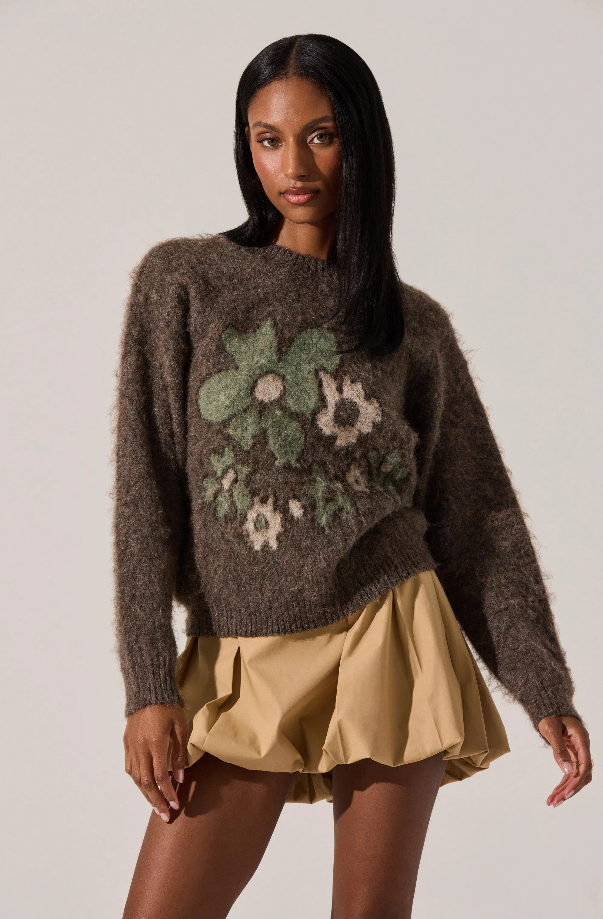 Conetta Brushed Knit Floral Sweater sold by Astr product image thumbnail 4