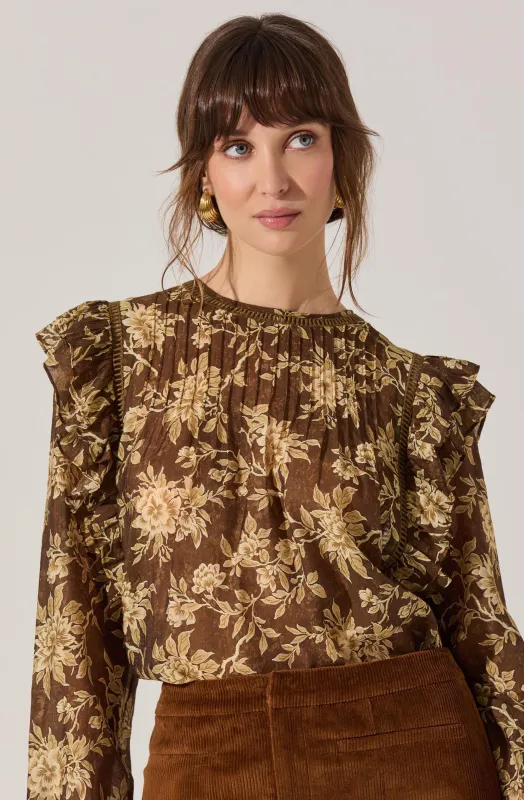 Kinley Ruffle Trim Top sold by Astr