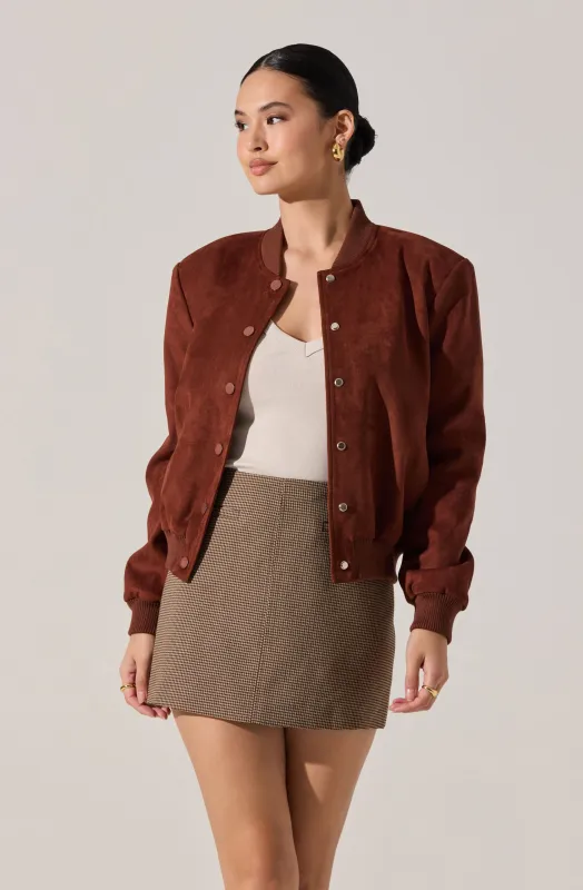 Olenna Faux Suede Bomber Jacket sold by Astr