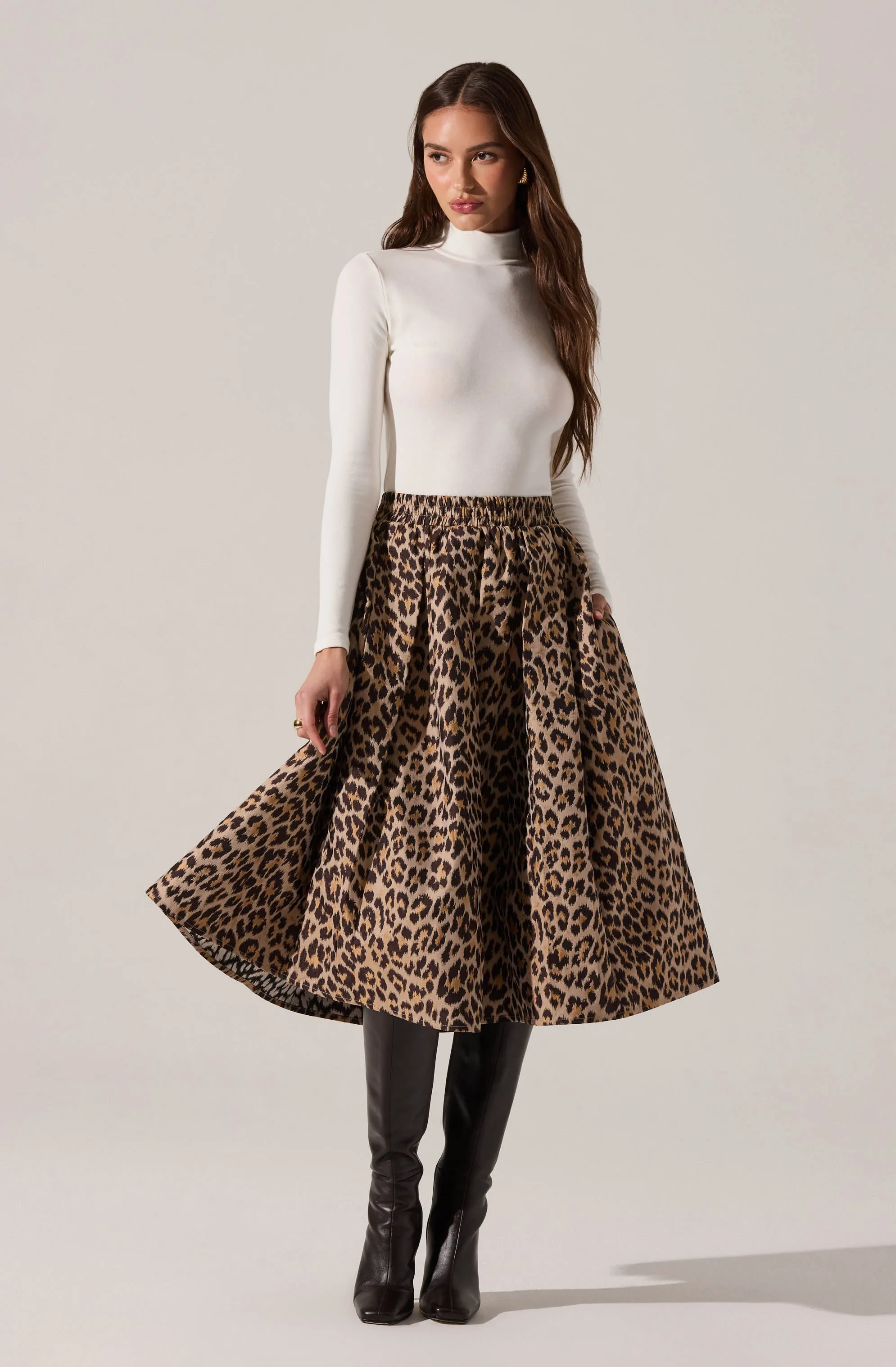 Andolina Pleated Leopard Midi Skirt sold by Astr product image thumbnail 3