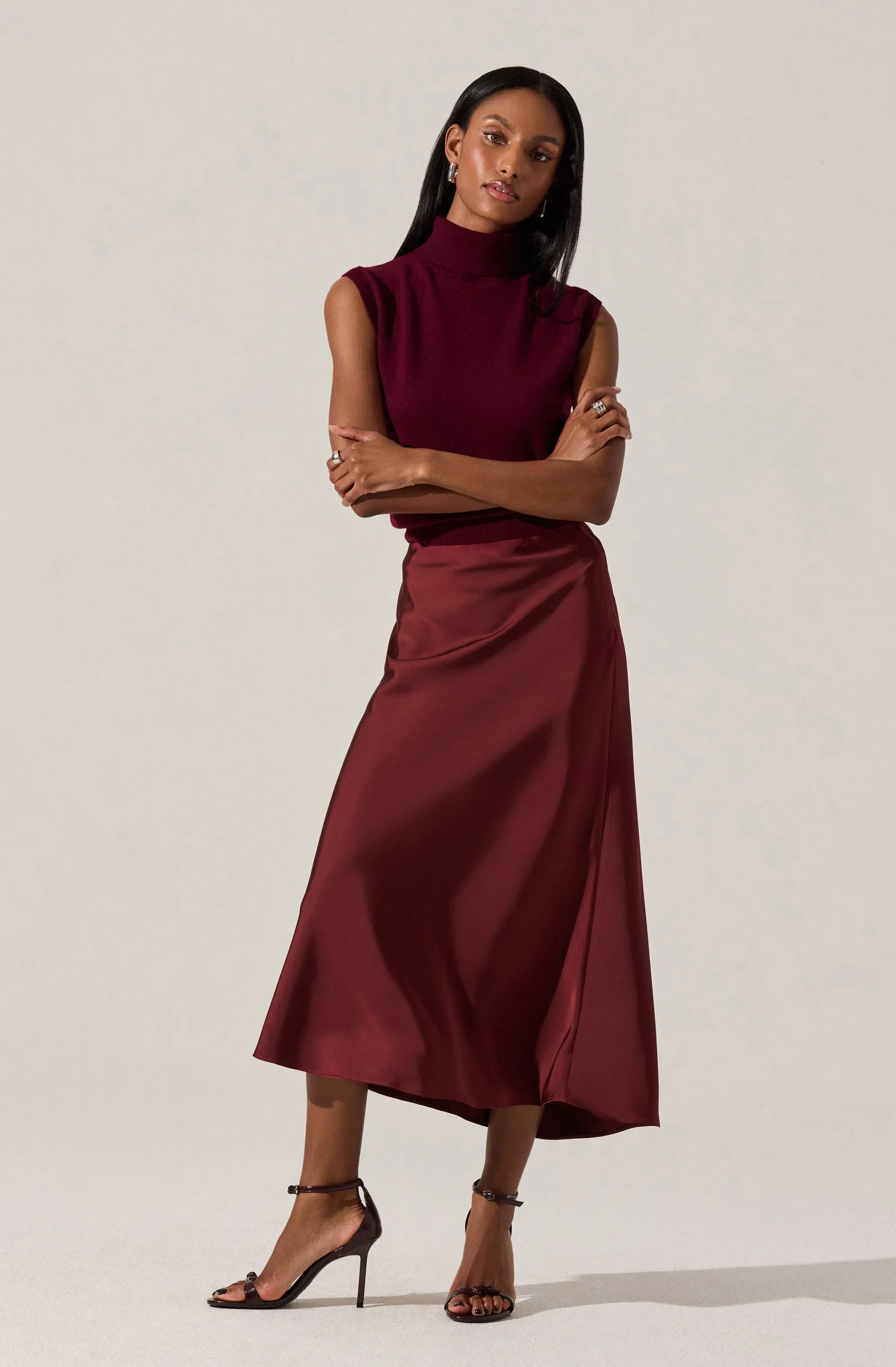 Windey Satin Midi Skirt sold by Astr product image thumbnail 4