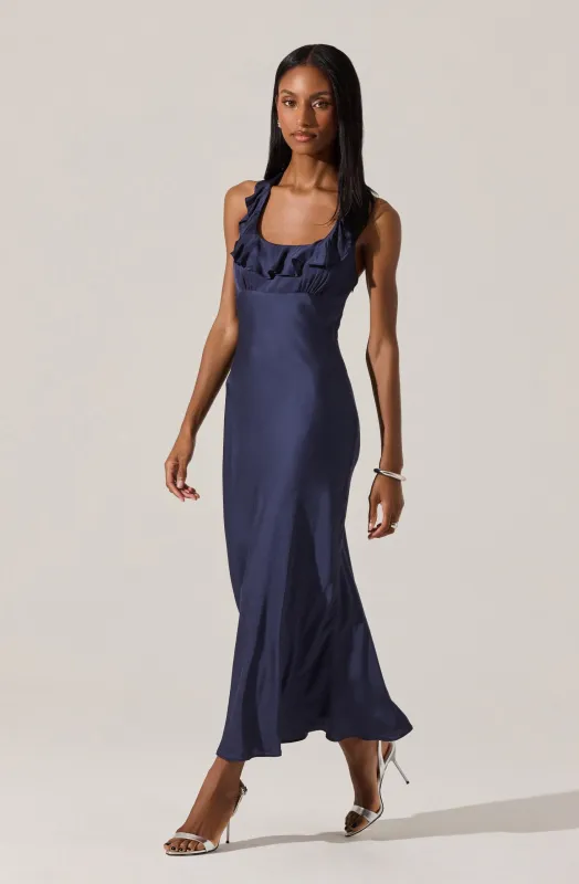 Morrigan Ruffle Trim Halter Dress sold by Astr