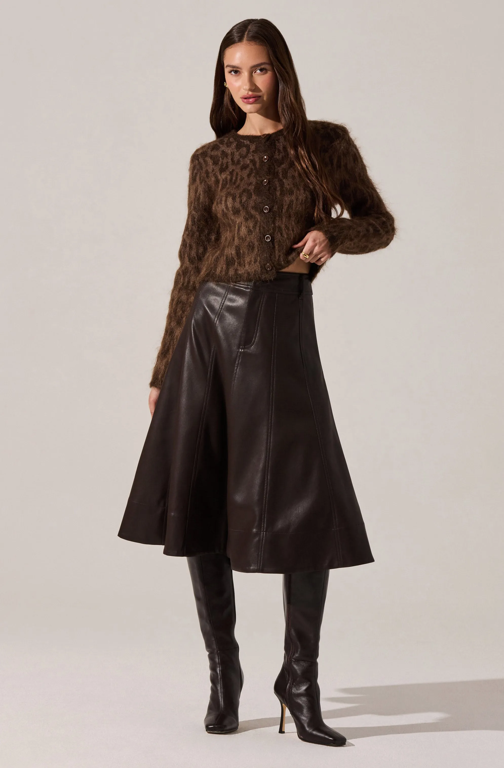 Katria Fuzzy Crewneck Cardigan sold by Astr product image thumbnail 3