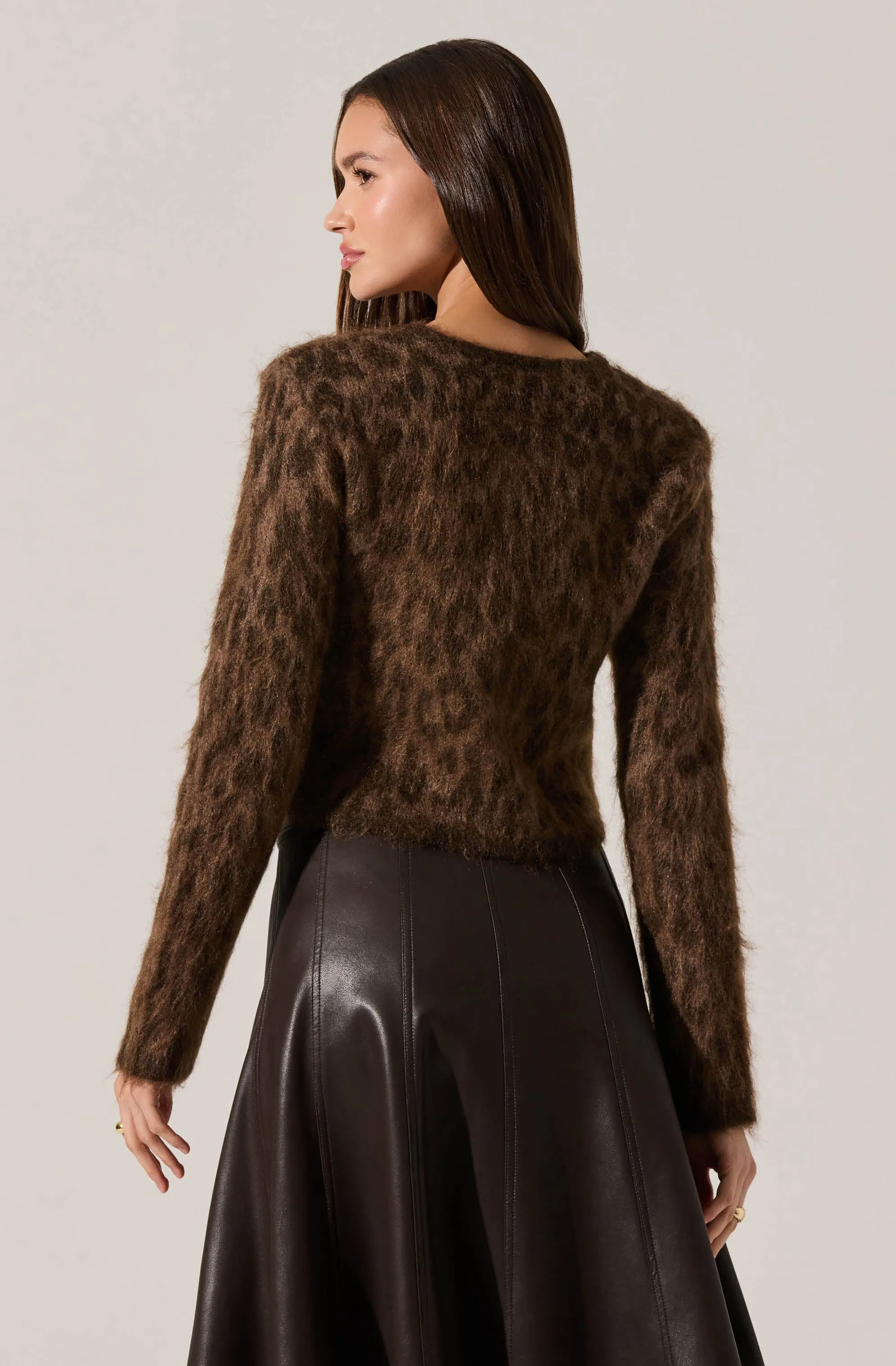 Katria Fuzzy Crewneck Cardigan sold by Astr product image thumbnail 2