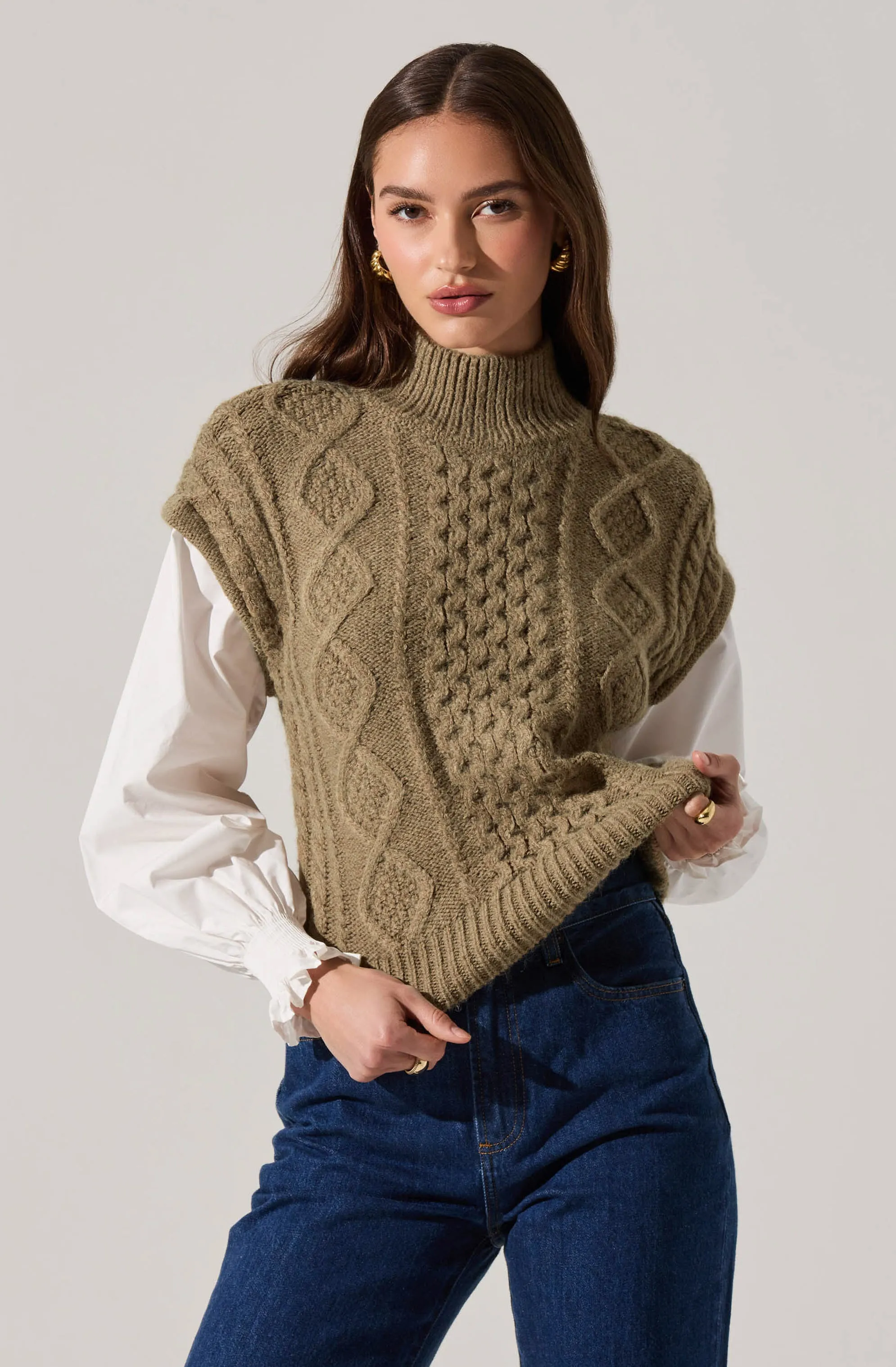 Angeline Contrast Cable Knit Sweater sold by Astr product image thumbnail 5
