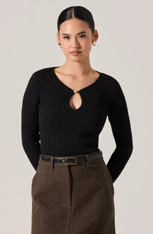 Lynly Ribbed Keyhole Sweater sold by Astr