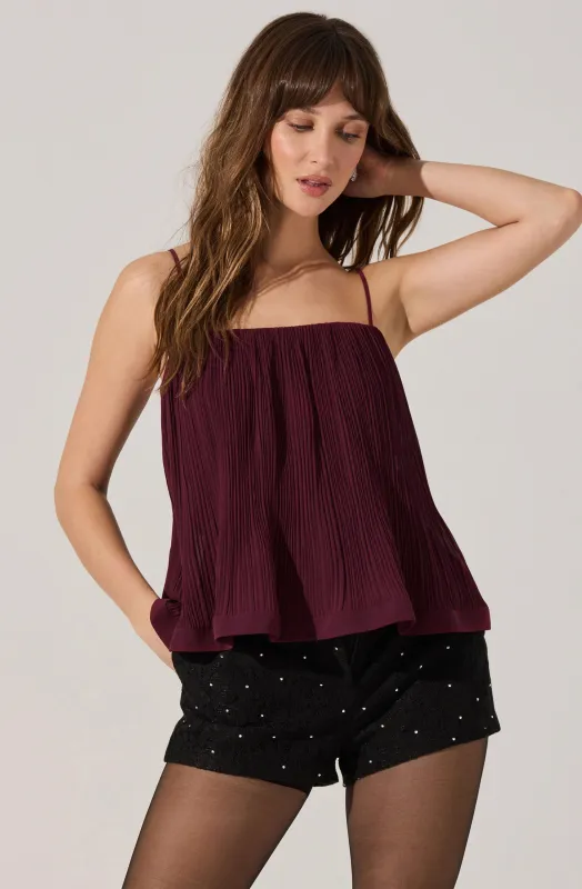 Marisa Pleated Trapeze Top sold by Astr