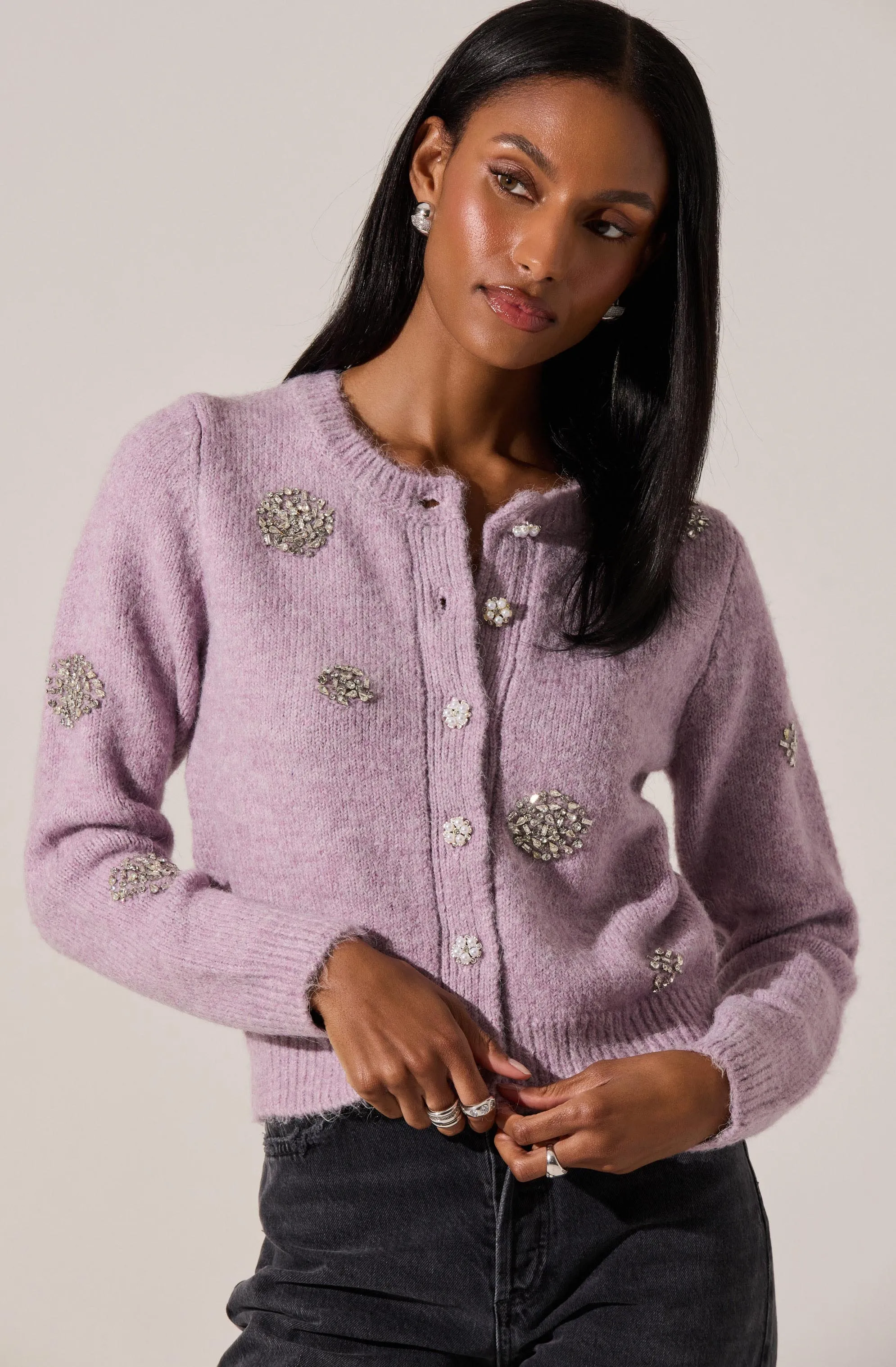 Dorothea Embellished Brushed Knit Cardigan sold by Astr product image thumbnail 5