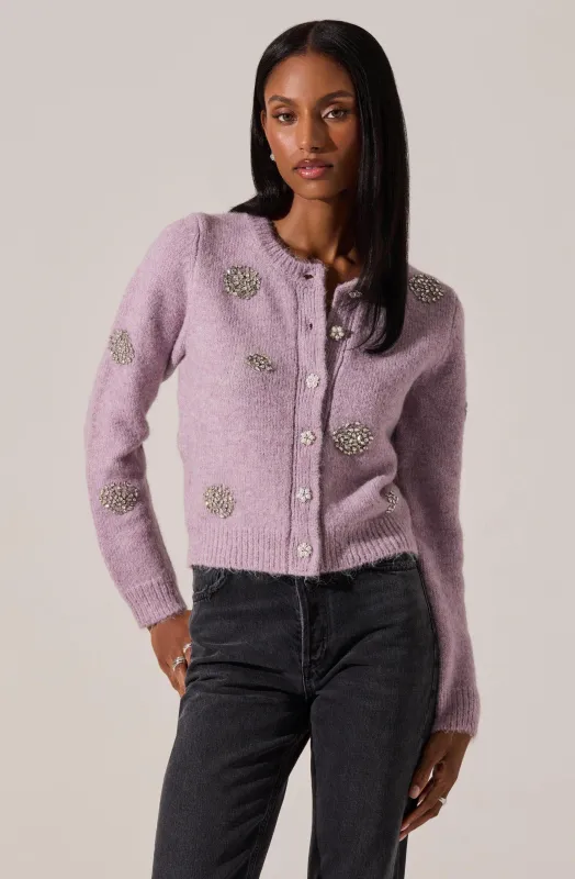 Dorothea Embellished Brushed Knit Cardigan sold by Astr
