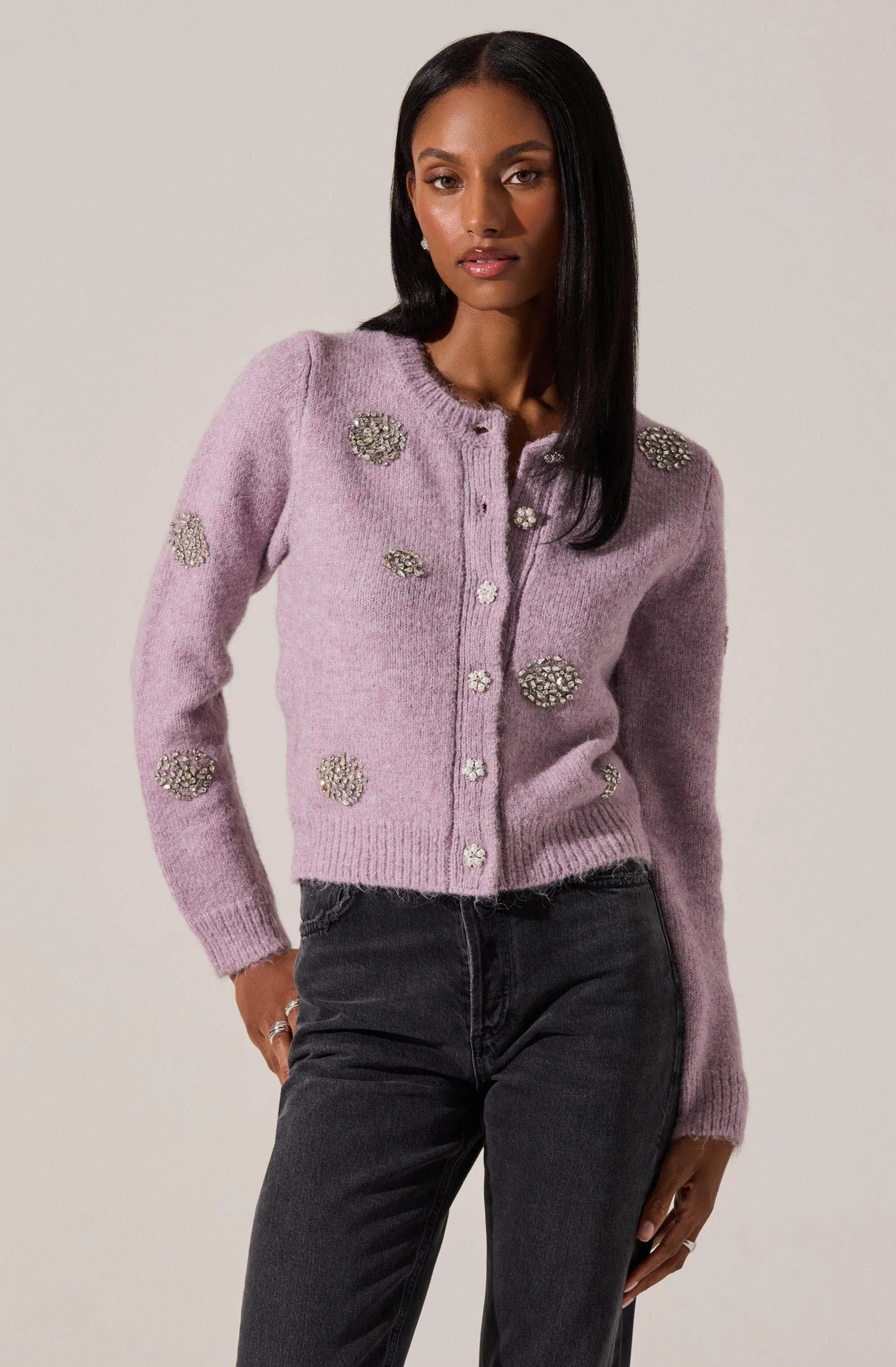 Dorothea Embellished Brushed Knit Cardigan sold by Astr