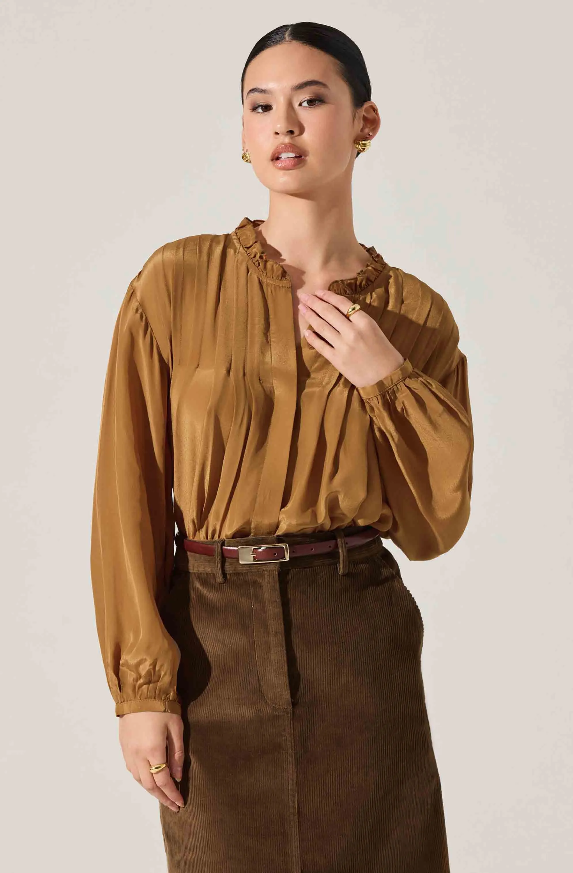 Ashton Pleated Ruffle Trim Top sold by Astr product image thumbnail 5