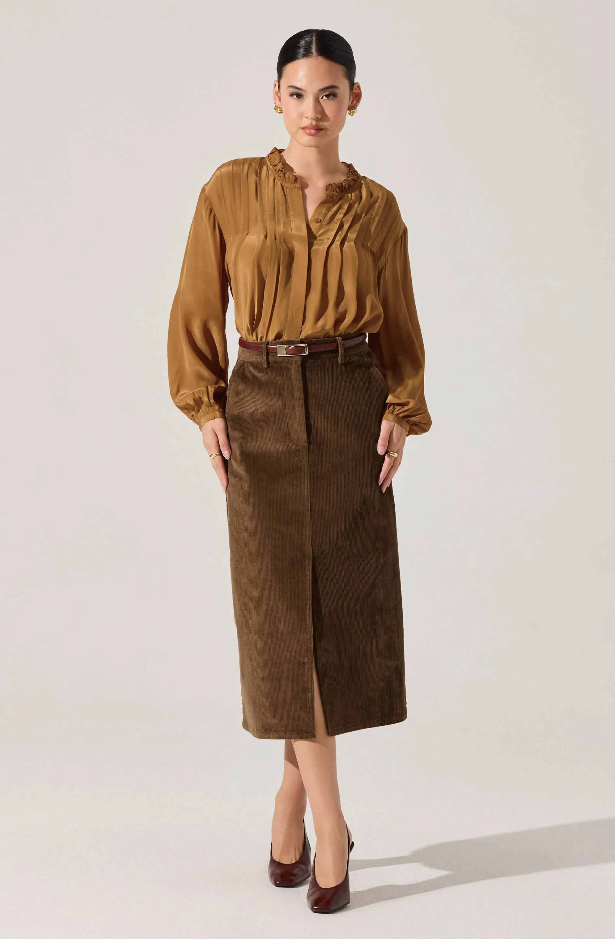 Ashton Pleated Ruffle Trim Top sold by Astr product image thumbnail 3
