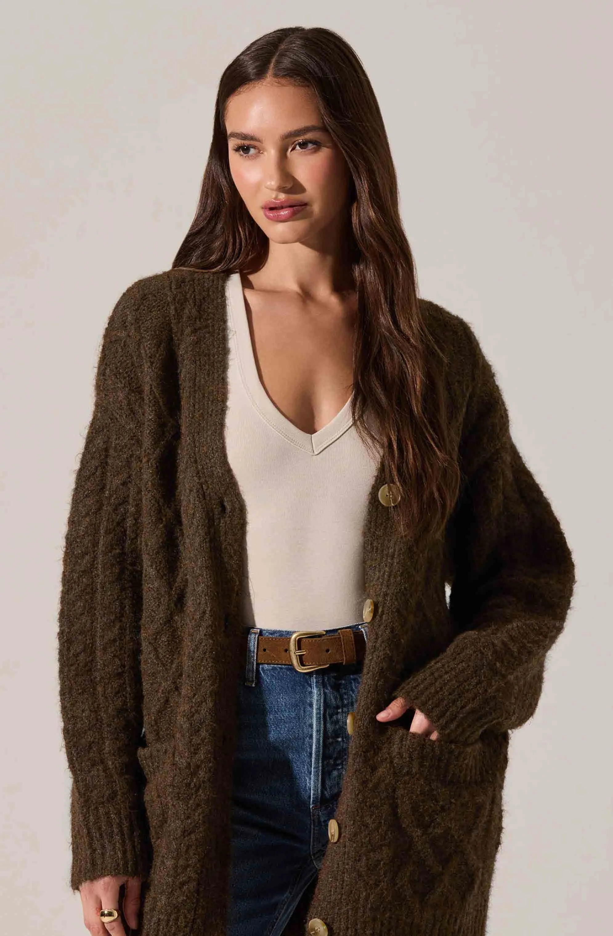 Charli Cable Knit Cardigan Sweater sold by Astr product image thumbnail 5