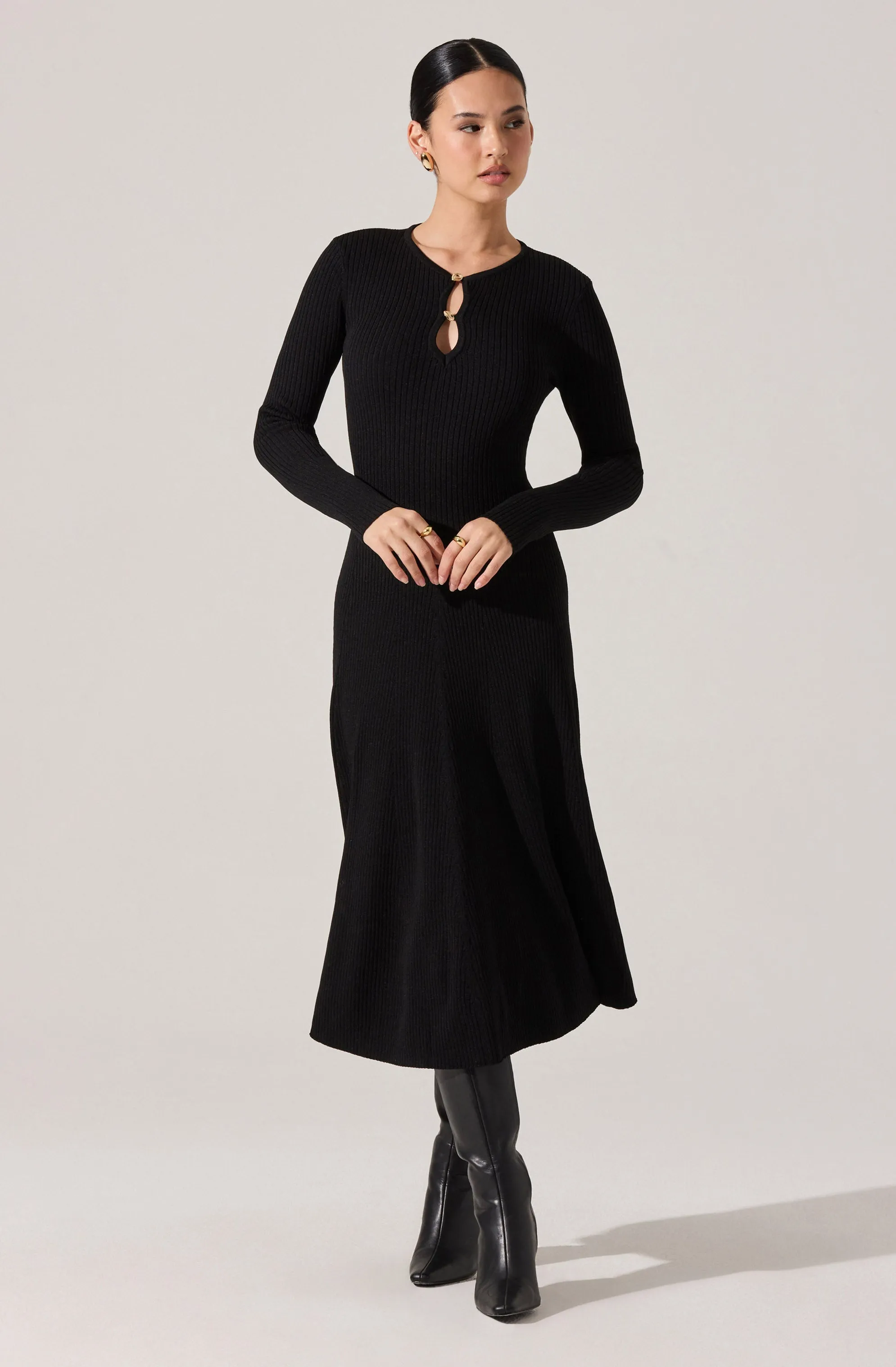 Fallyn Ribbed Sweater Midi Dress sold by Astr