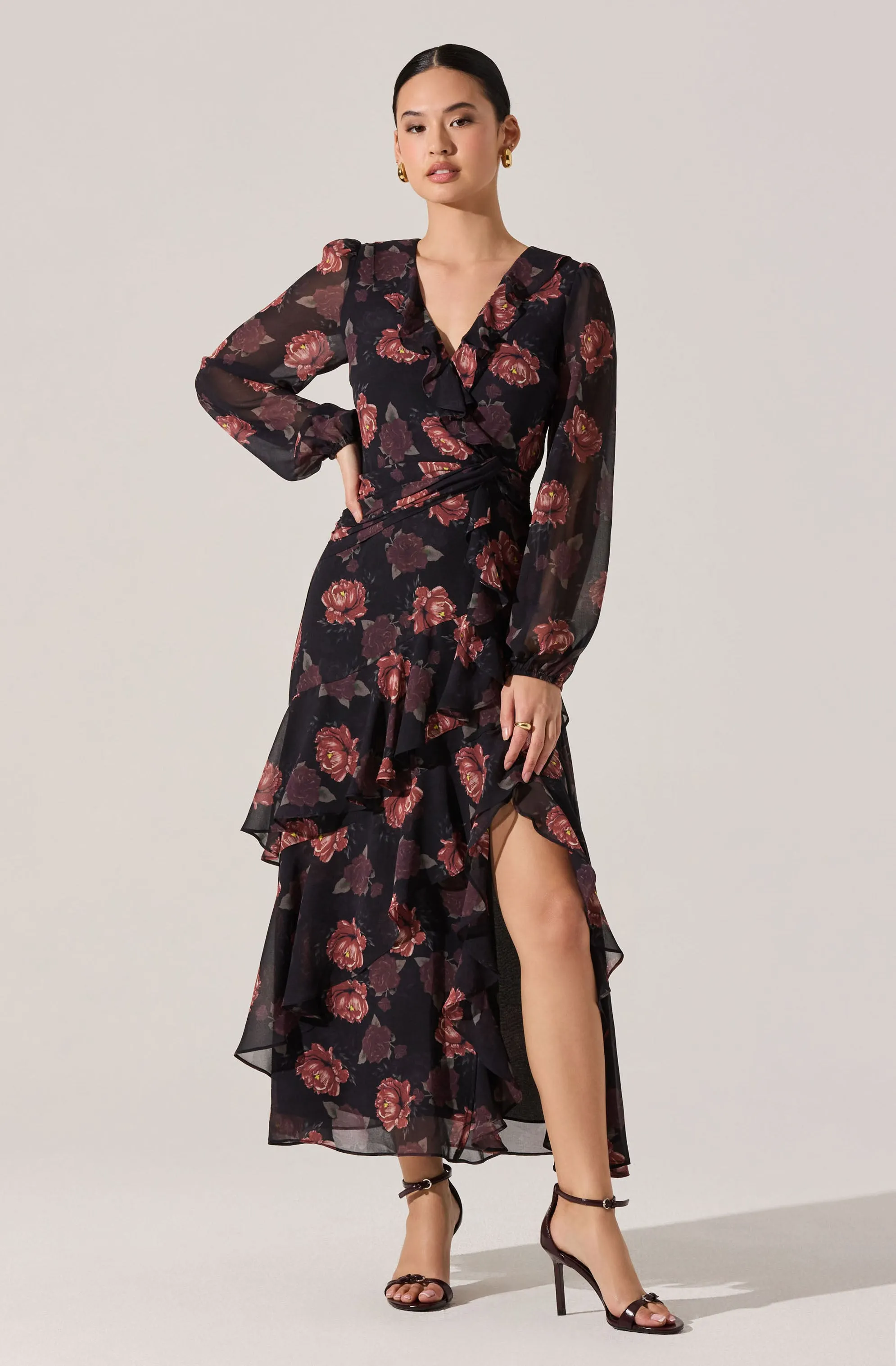 Corrina Floral Ruffle Maxi Dress sold by Astr