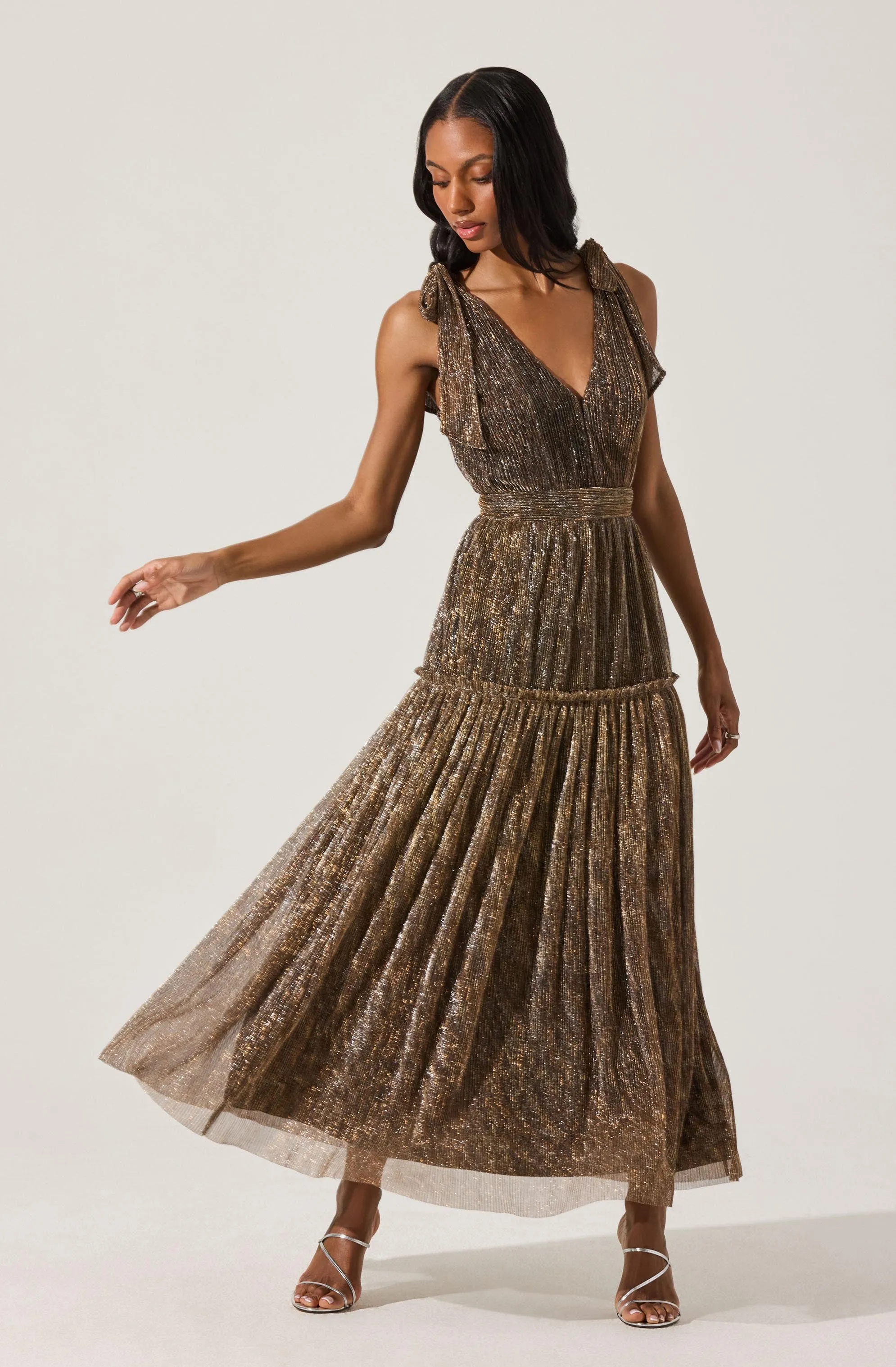Desma Metallic V-Neck Maxi Dress sold by Astr