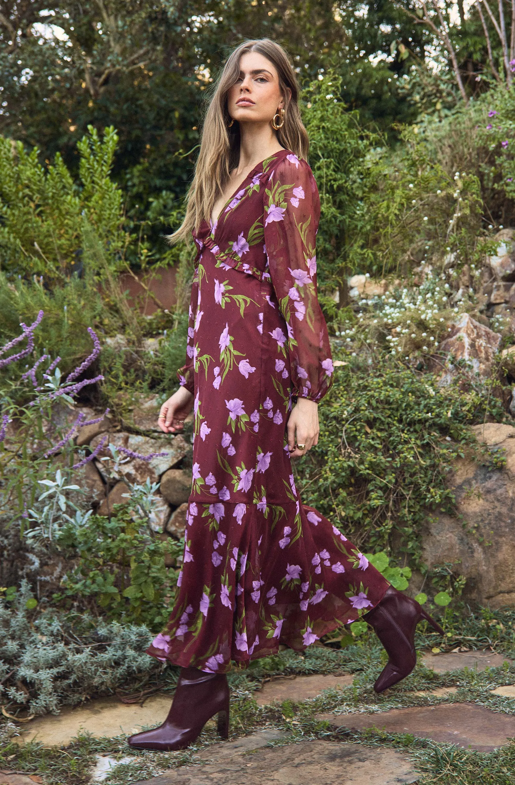 Calantha V-Neck Floral Maxi Dress sold by Astr