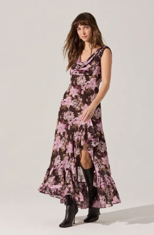 Cecilia Floral Cowl Neck Maxi Dress made by Astr