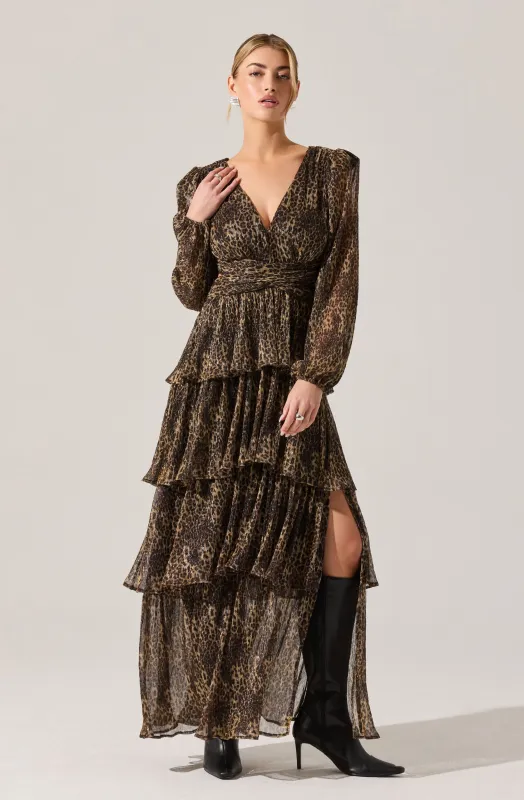 Anora Leopard Tiered Maxi Dress sold by Astr