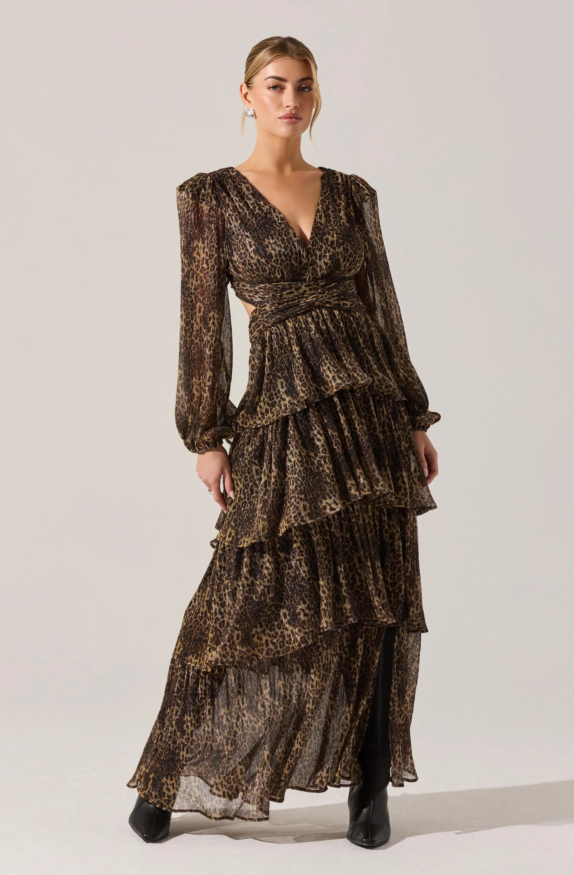 Anora Leopard Tiered Maxi Dress sold by Astr product image thumbnail 5