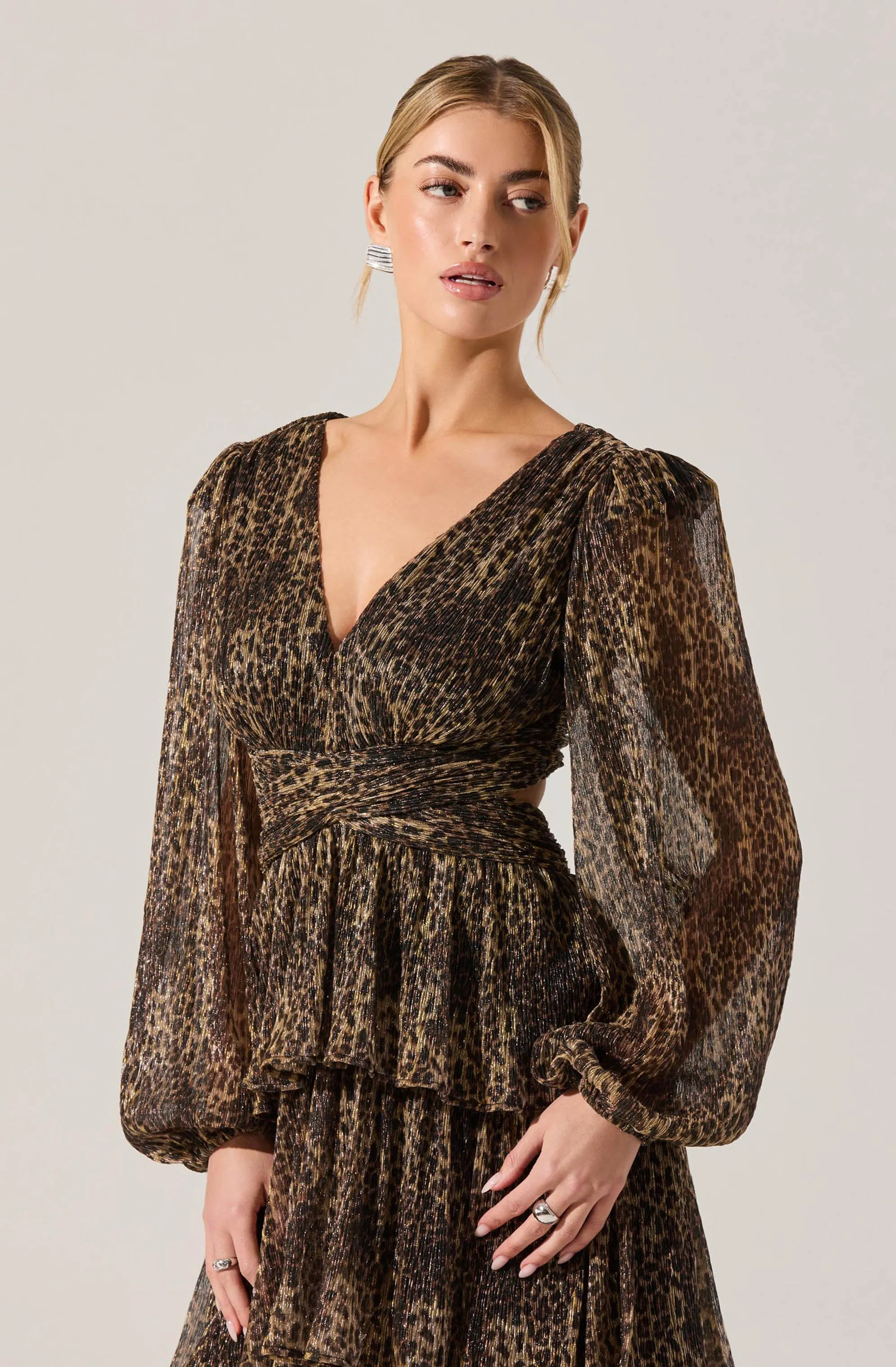 Anora Leopard Tiered Maxi Dress sold by Astr product image thumbnail 2