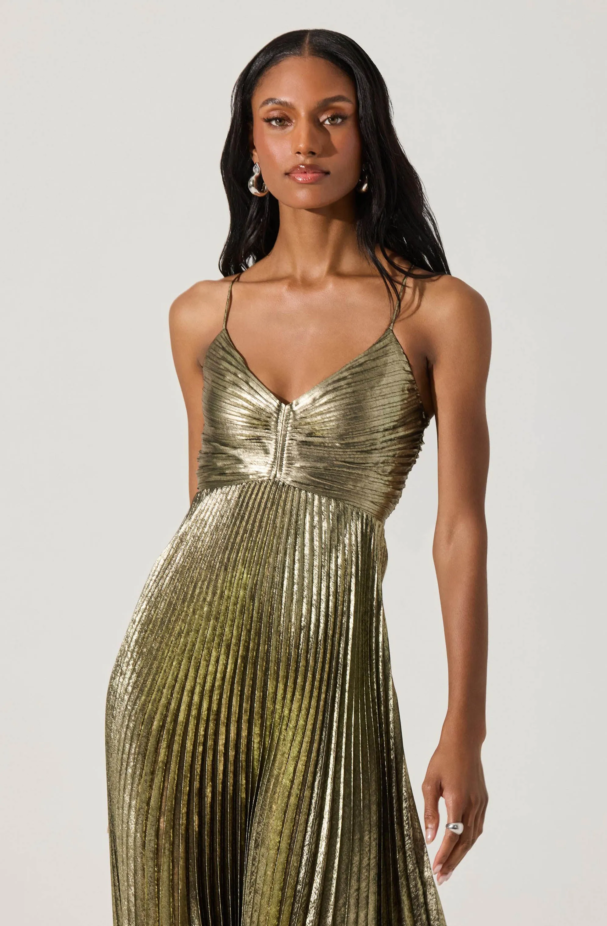 Blythe Metallic Plisse Midi Dress sold by Astr product image thumbnail 3