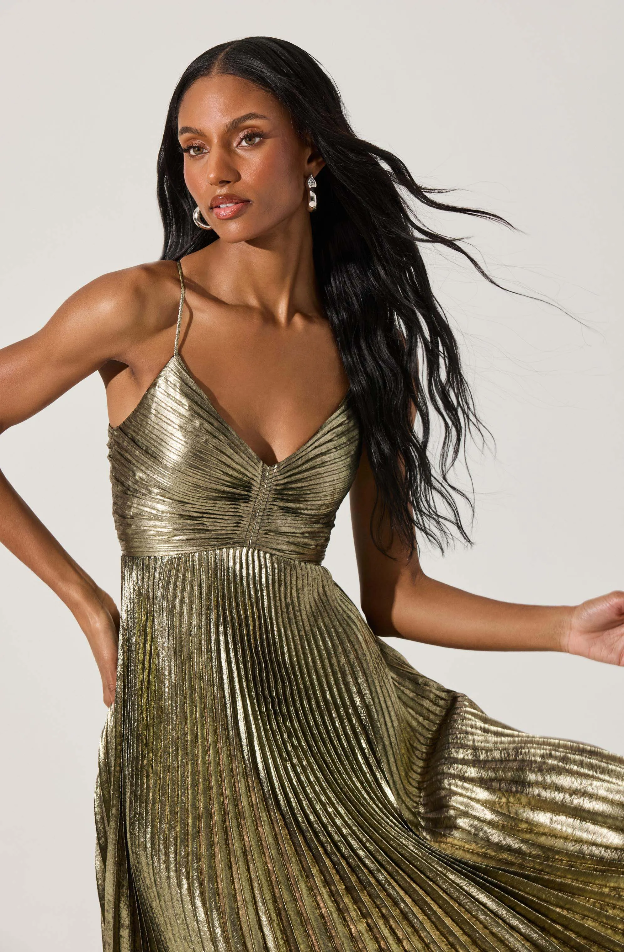 Blythe Metallic Plisse Midi Dress sold by Astr product image thumbnail 4