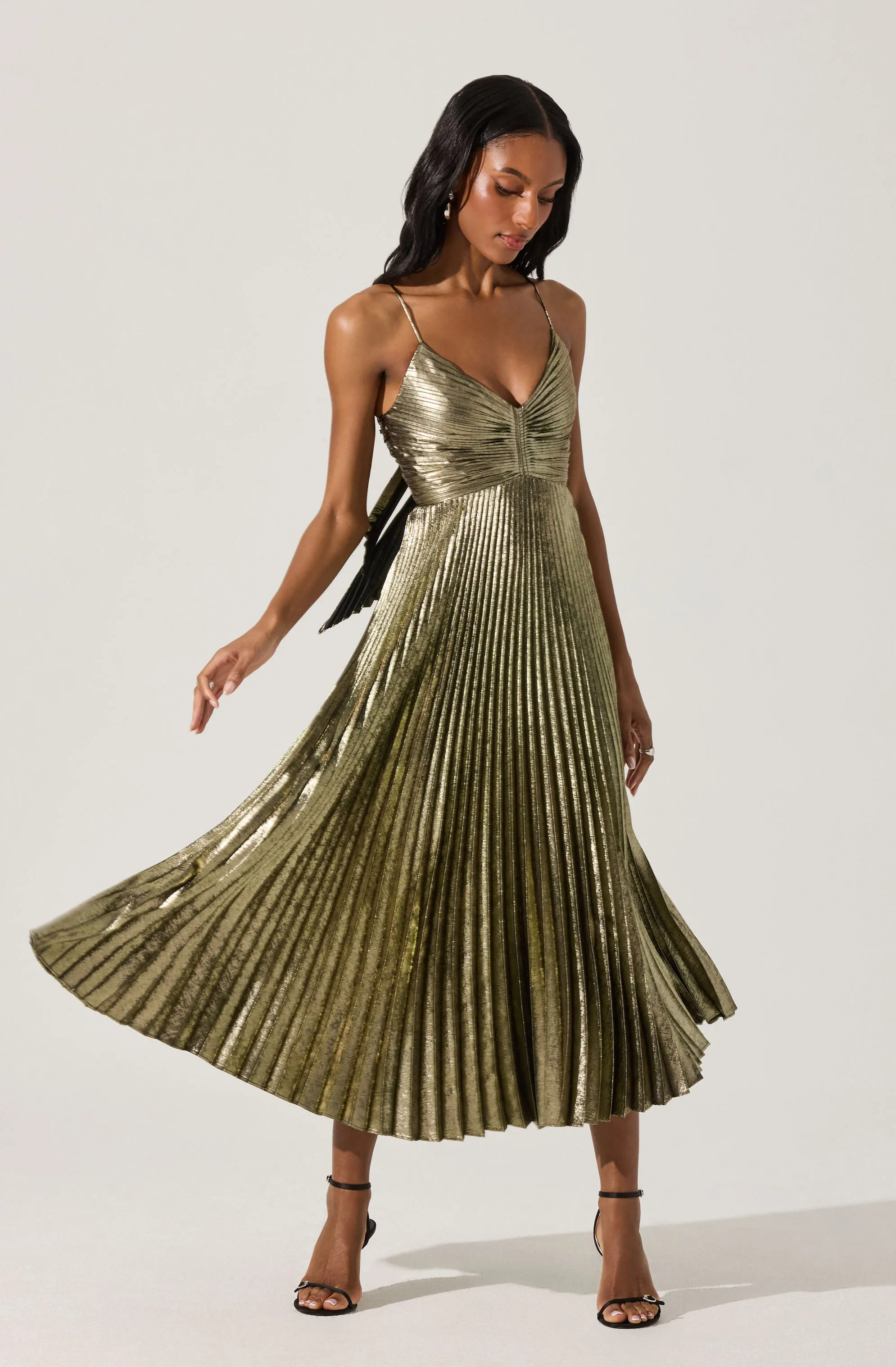 Blythe Metallic Plisse Midi Dress sold by Astr product image thumbnail 5