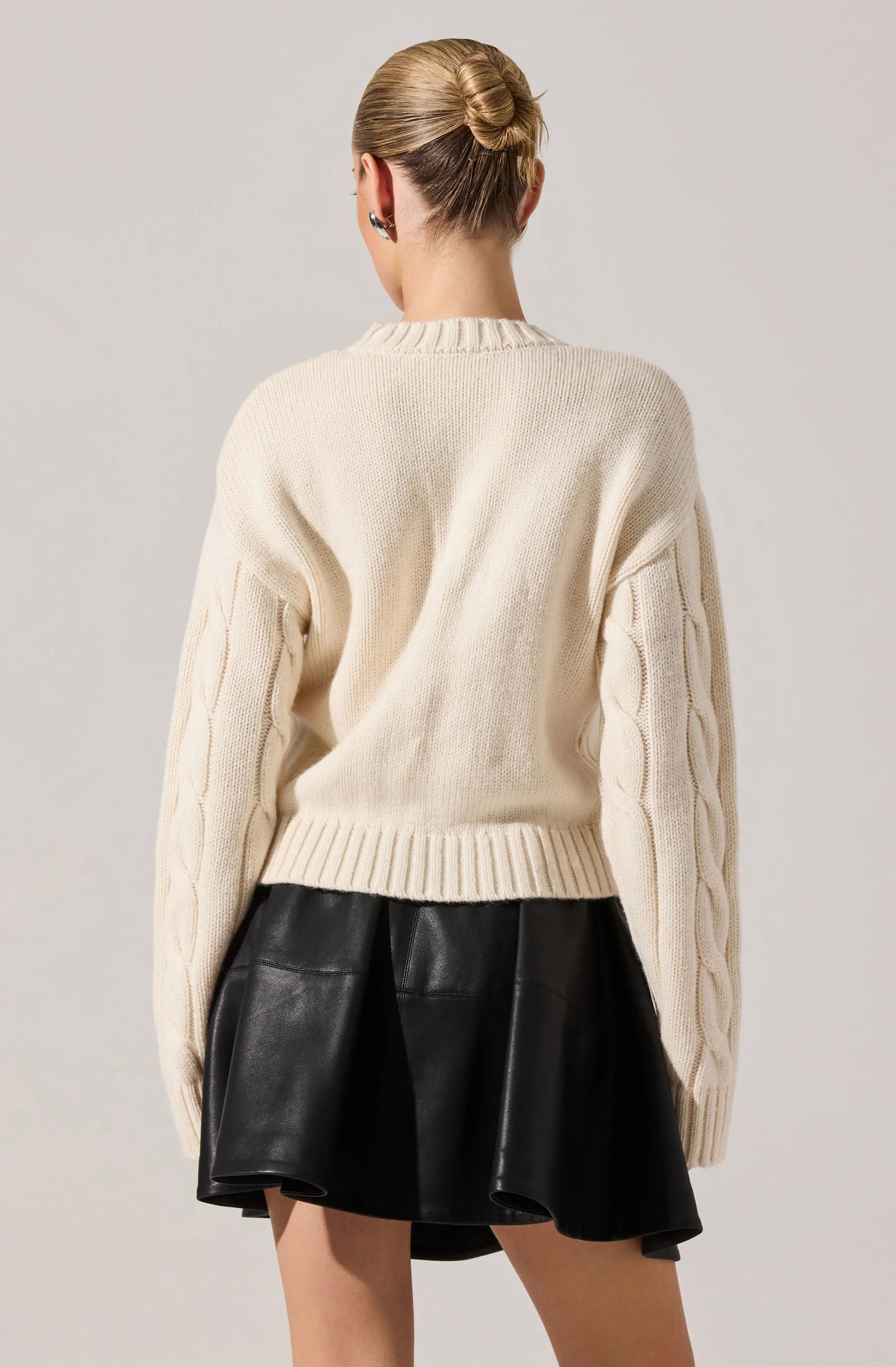 Pennina Pearl Embellished Cable Sweater sold by Astr product image thumbnail 2