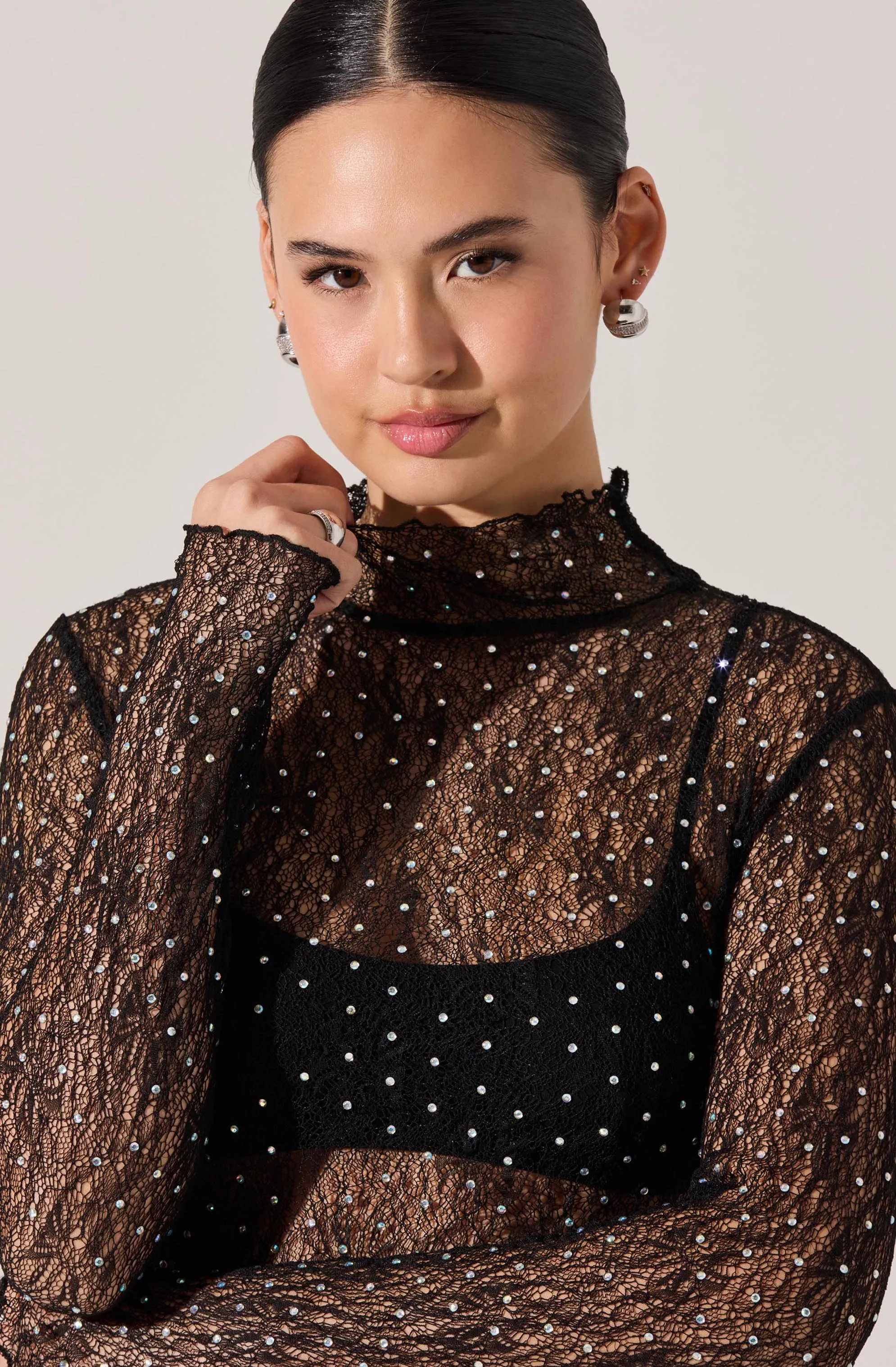 Kyra Rhinestone Lace Top sold by Astr product image thumbnail 5