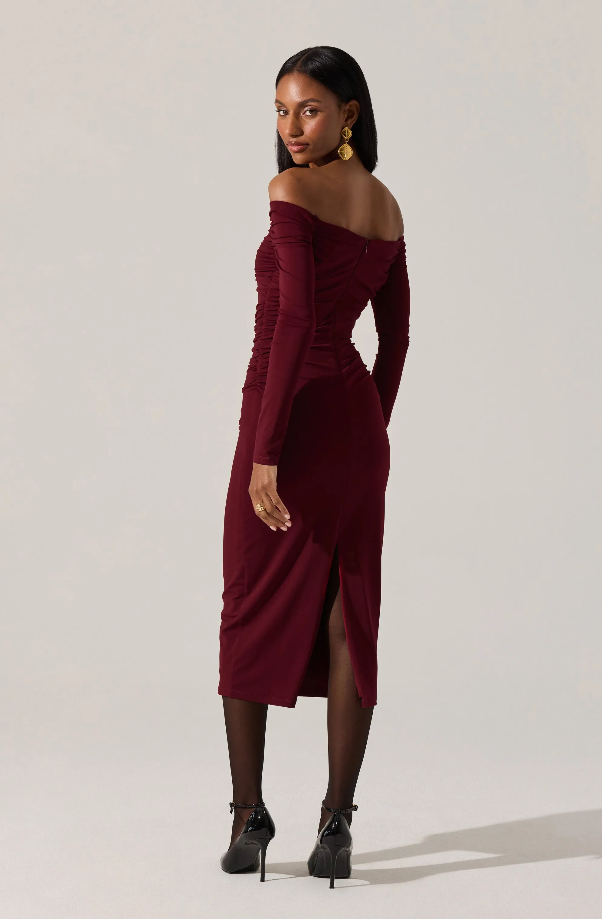Lovinia Ruched Off Shoulder Midi Dress sold by Astr product image thumbnail 4