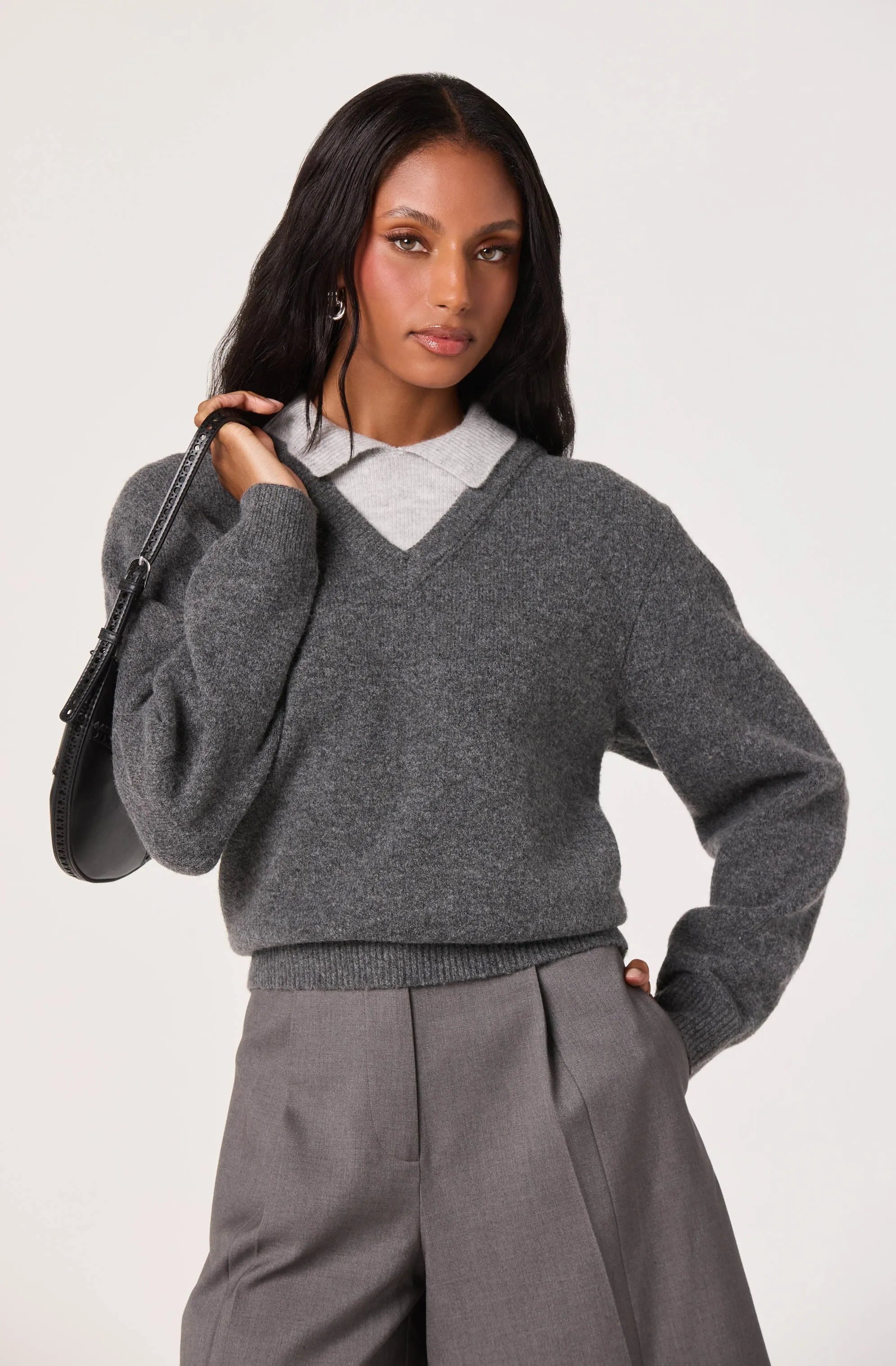 Contrast Faux Layered Sweater sold by Astr
