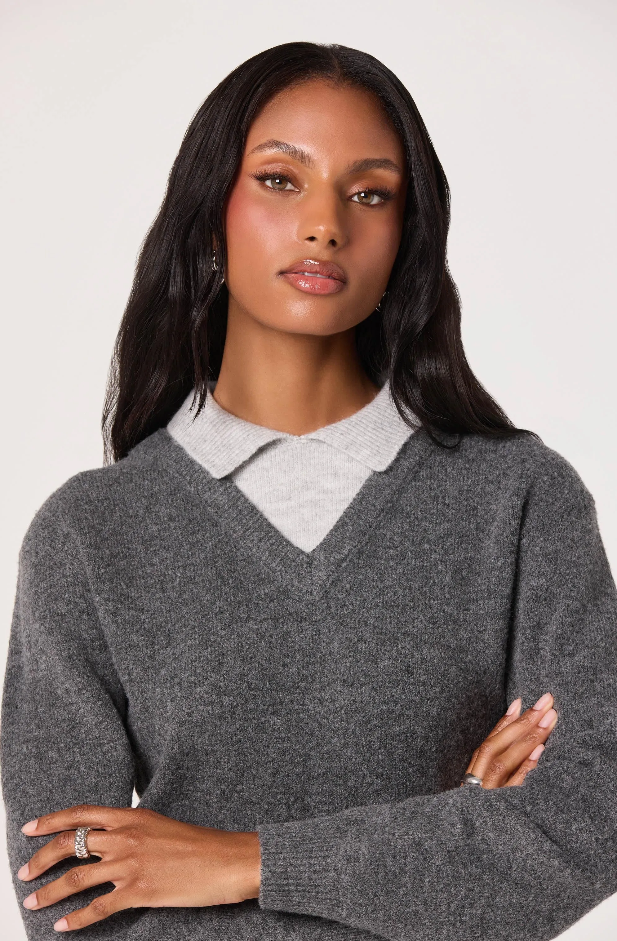 Contrast Faux Layered Sweater sold by Astr product image thumbnail 5