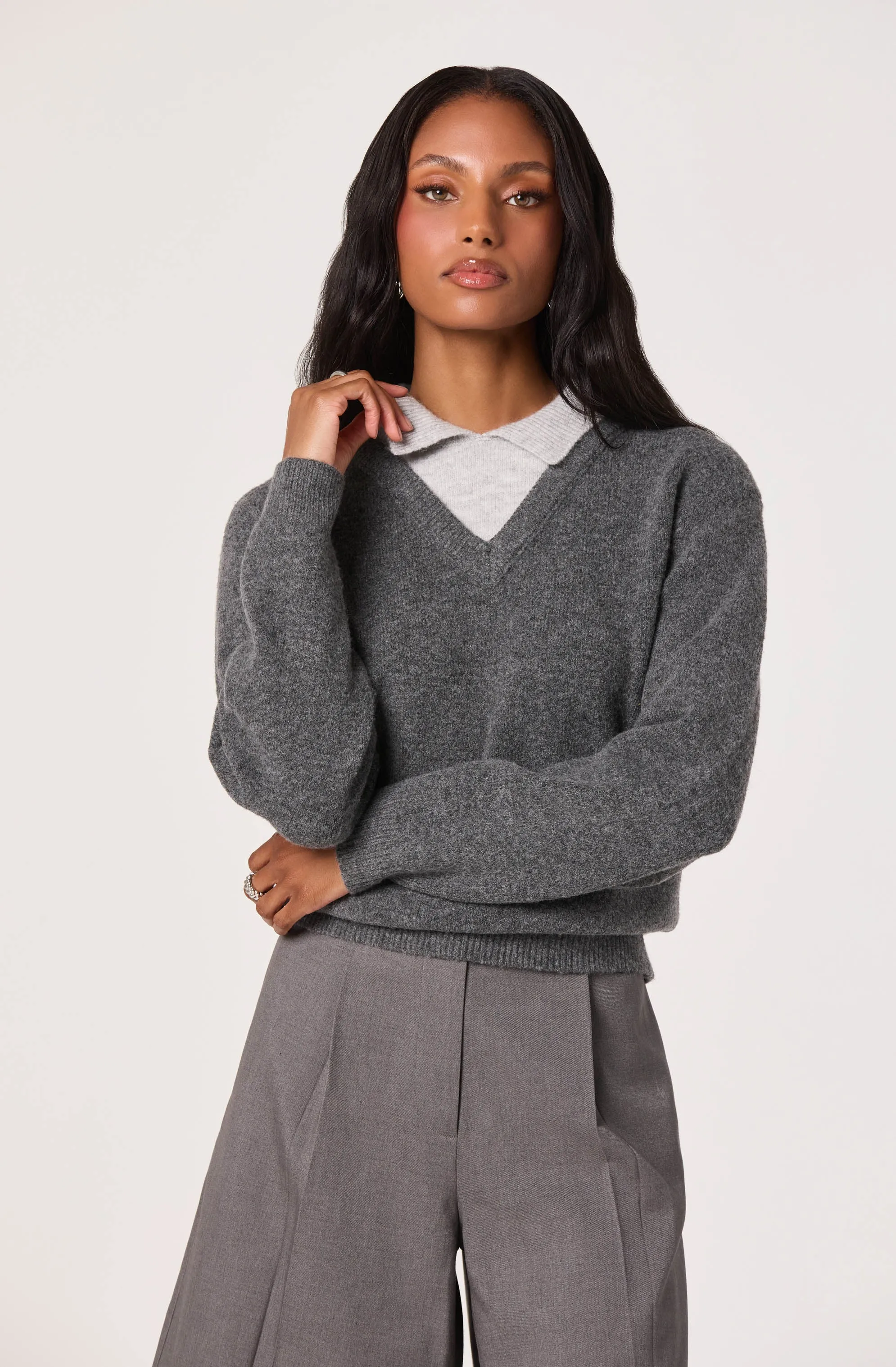Contrast Faux Layered Sweater sold by Astr product image thumbnail 3