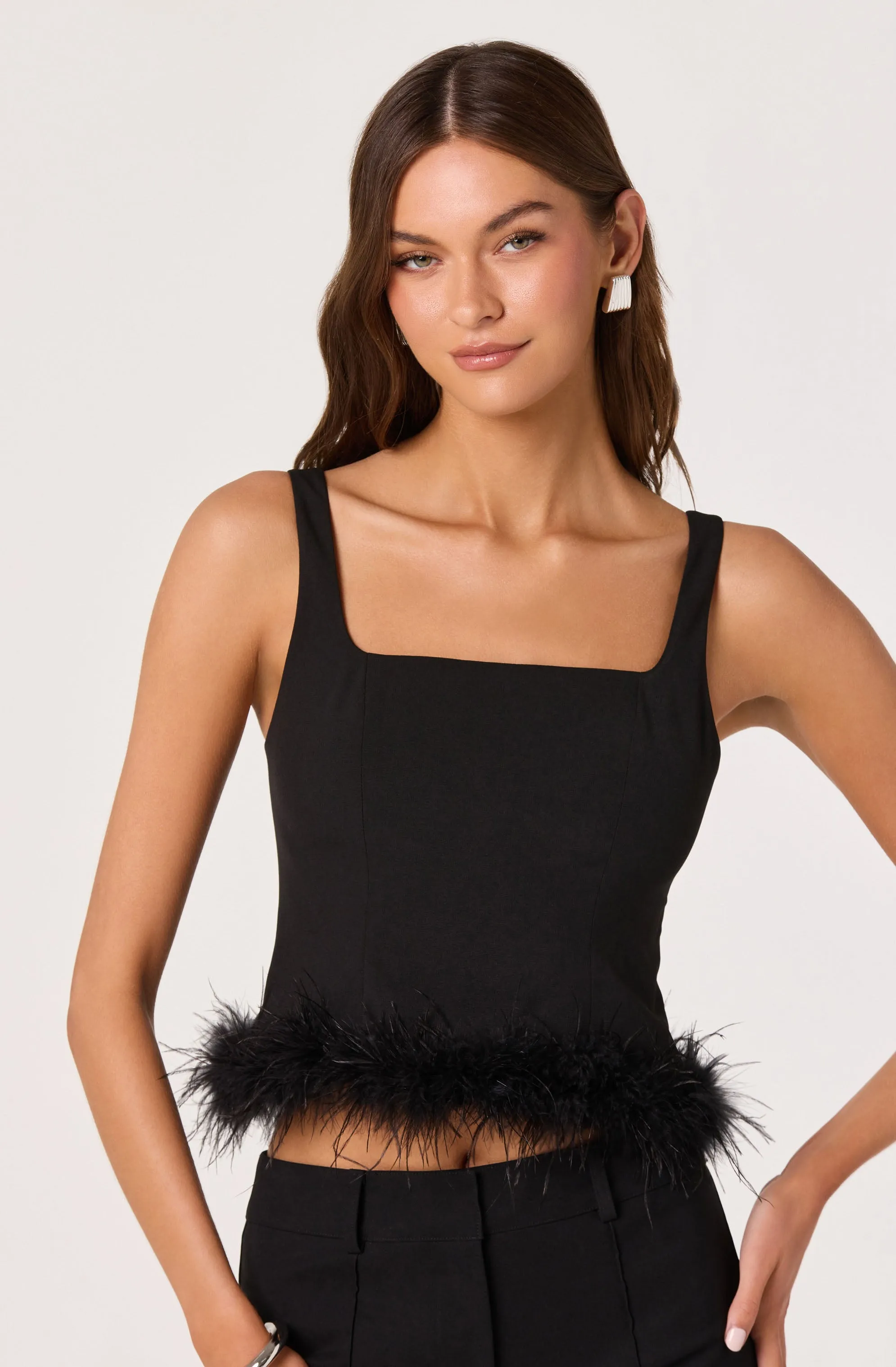 Feather Trim Corset Top sold by Astr