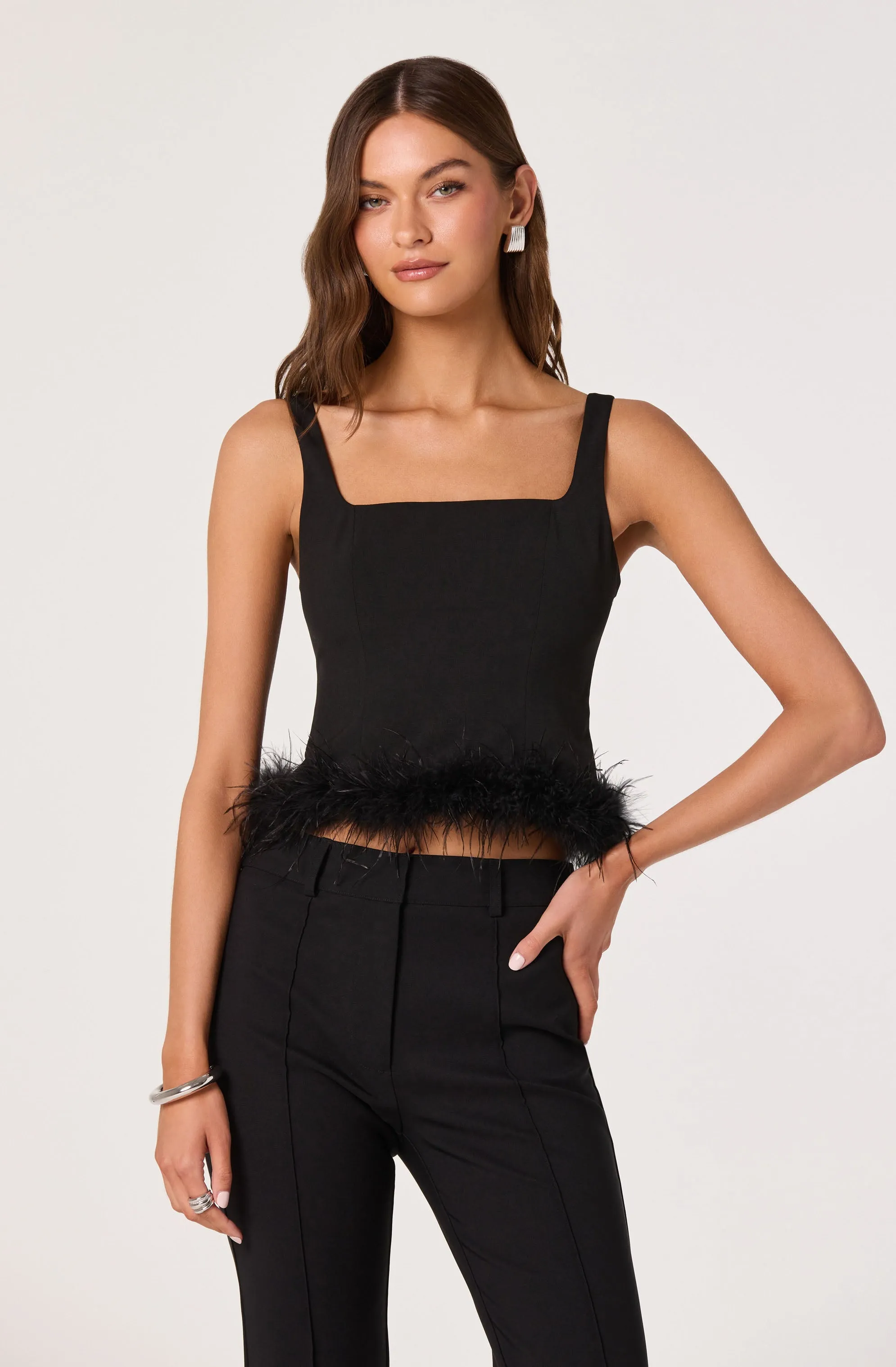 Feather Trim Corset Top sold by Astr product image thumbnail 3