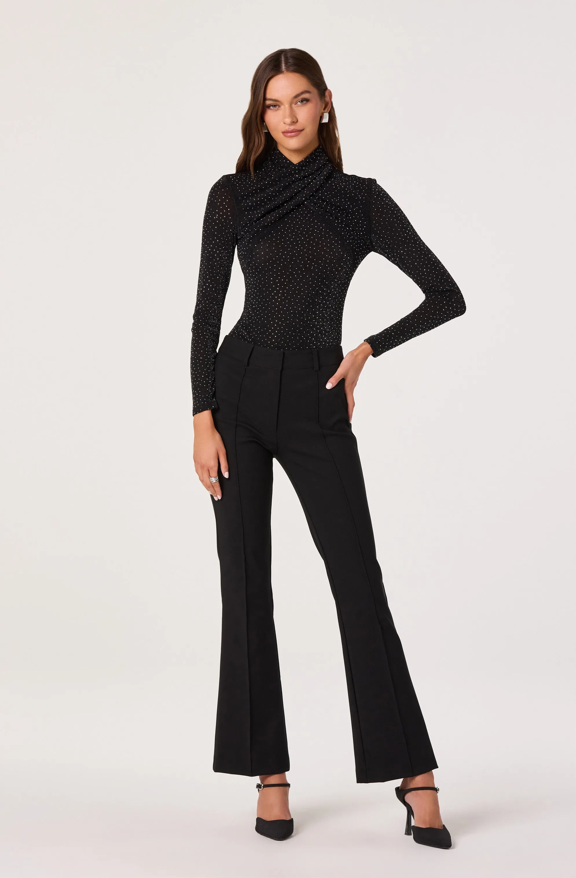 Embellished Crossover Mock Neck Top sold by Astr product image thumbnail 2