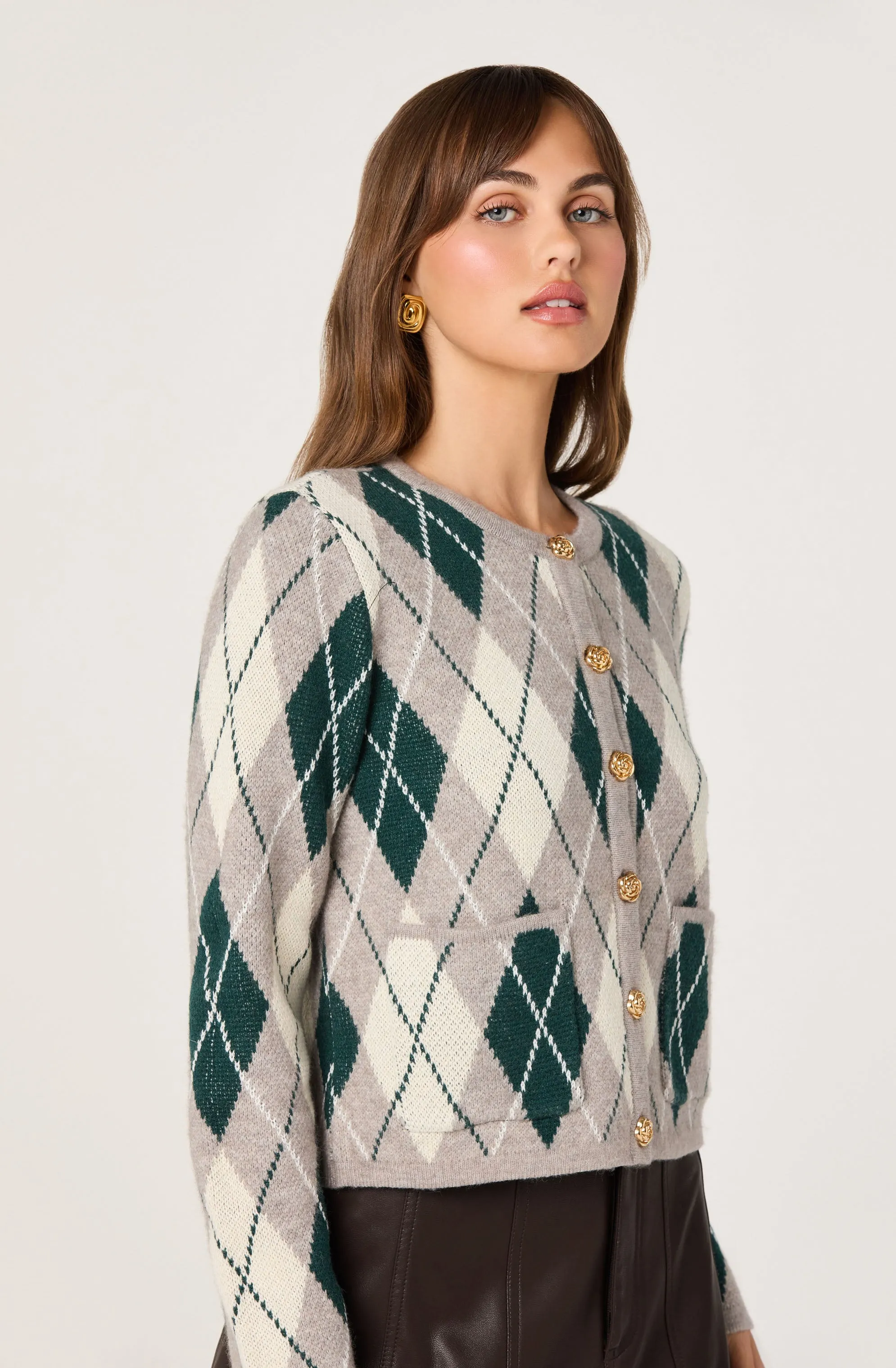 Argyle Long Sleeve Cardigan sold by Astr product image thumbnail 3