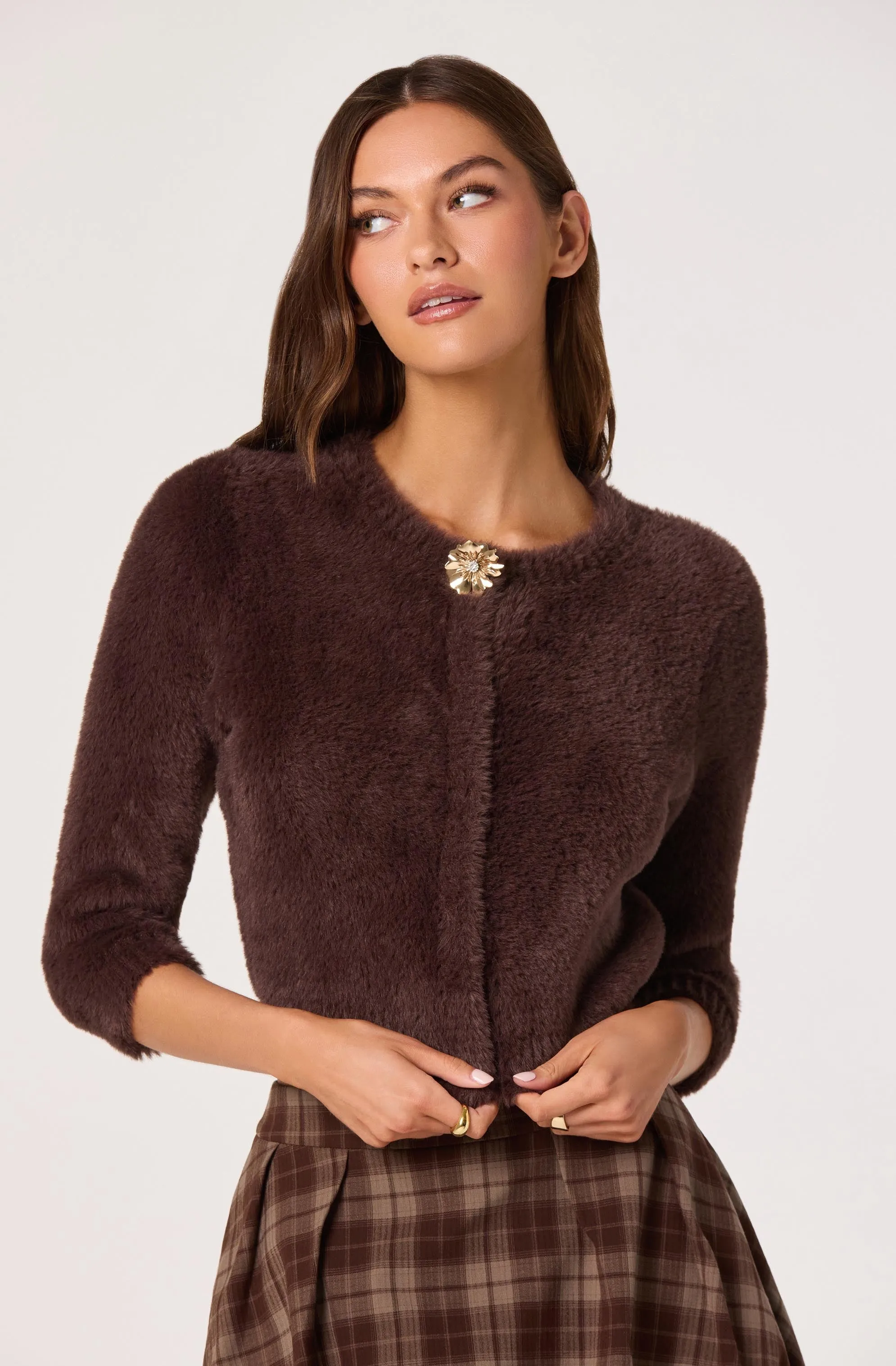 Fuzzy Cropped Cardigan sold by Astr