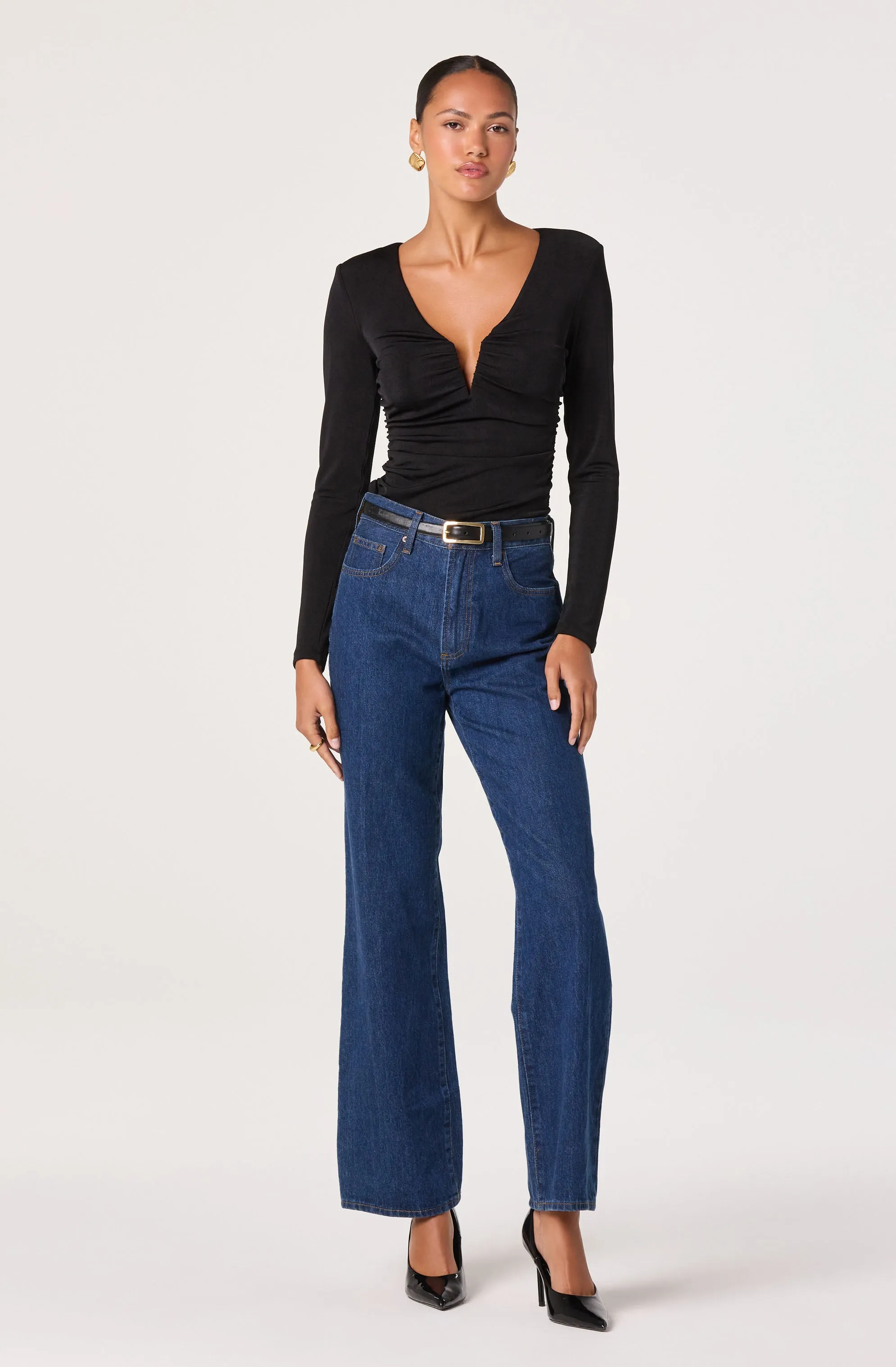 V-Neck Long Sleeve Ruched Top sold by Astr product image thumbnail 2
