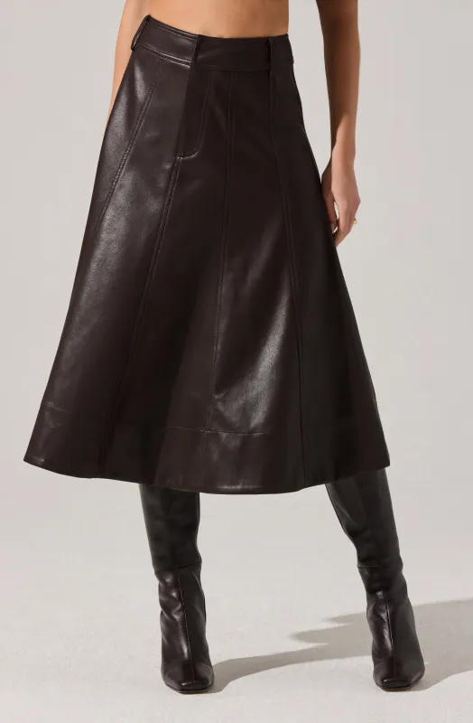 Zhuri Faxu Leather Midi Skirt sold by Astr