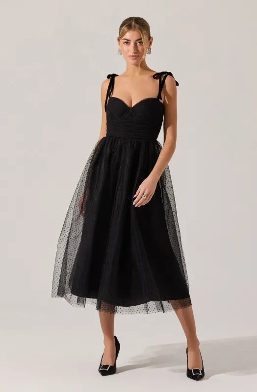 Karyme Polka Dot Tulle Midi Dress sold by Astr