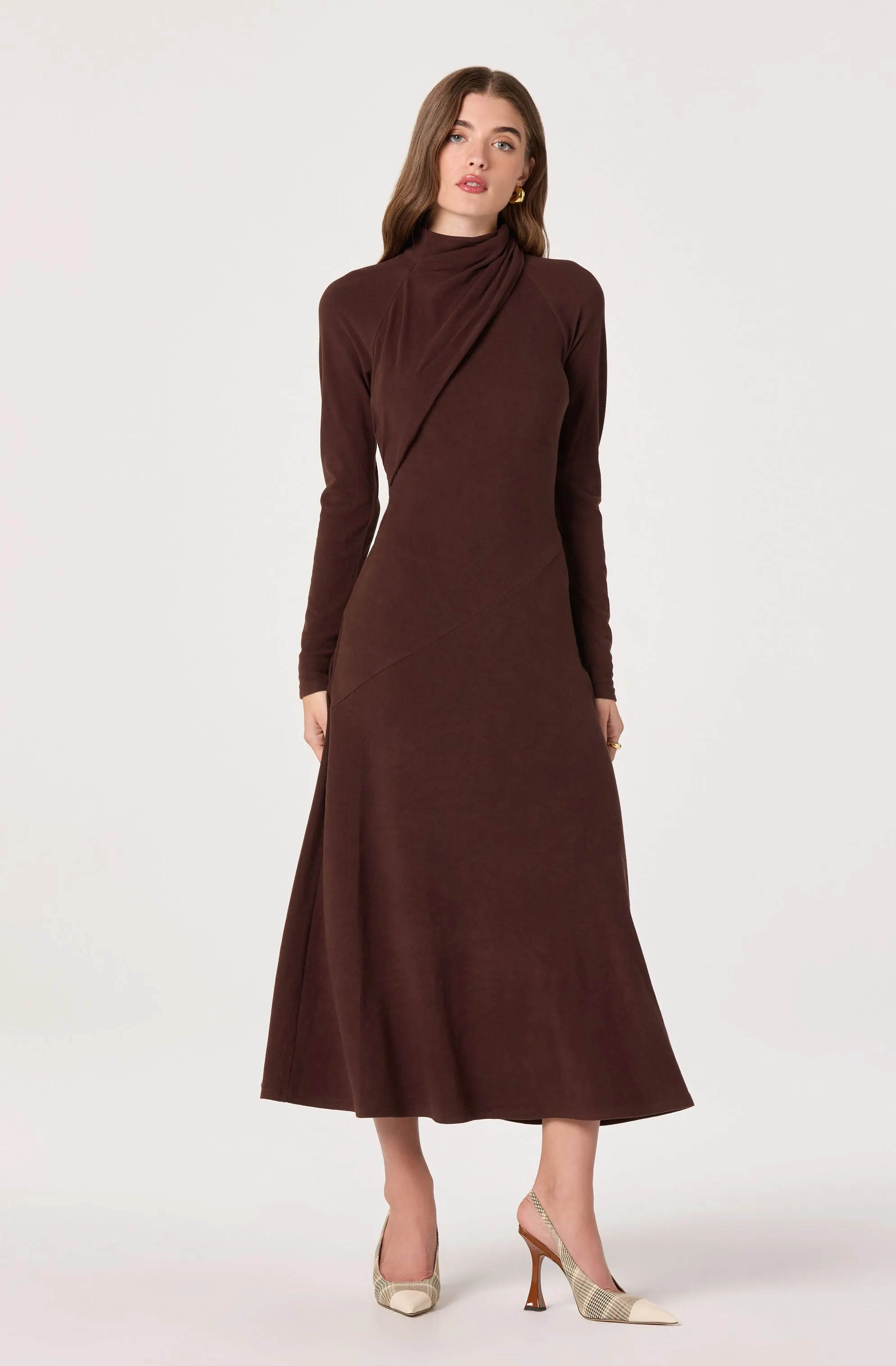 Asymmetric Draped Mock Neck Dress sold by Astr product image thumbnail 2