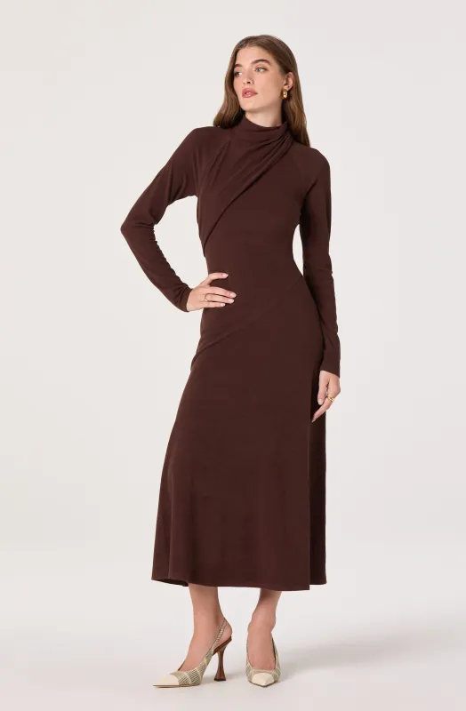 Asymmetric Draped Mock Neck Dress sold by Astr